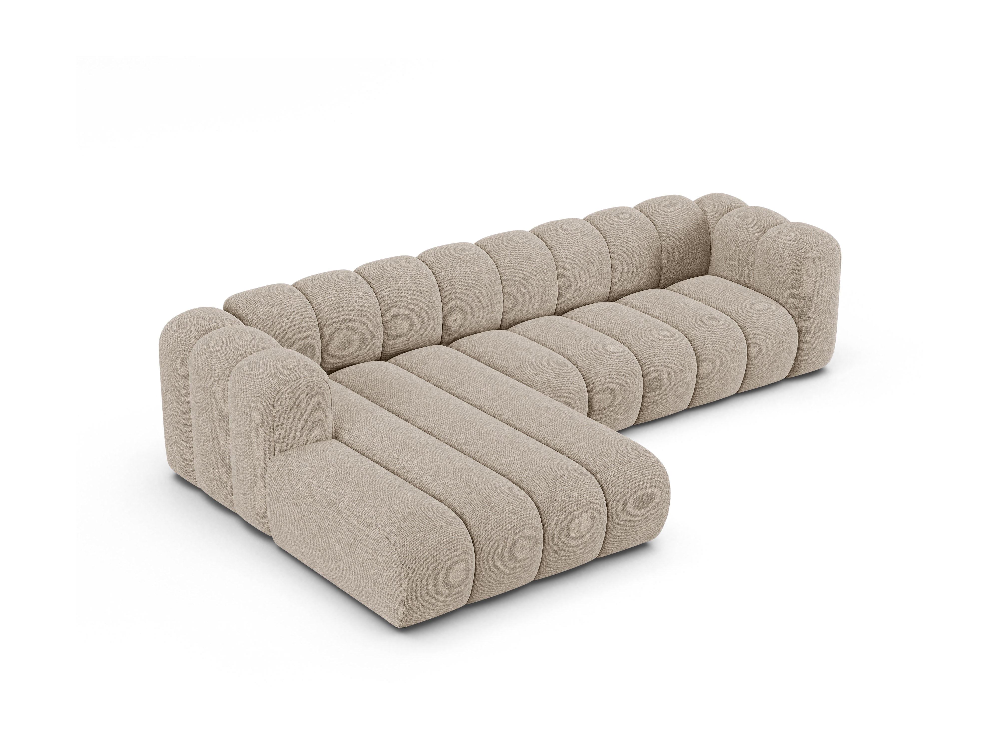 Beige LUPINE linksdraaiende 4-persoons hoekbank van szenil