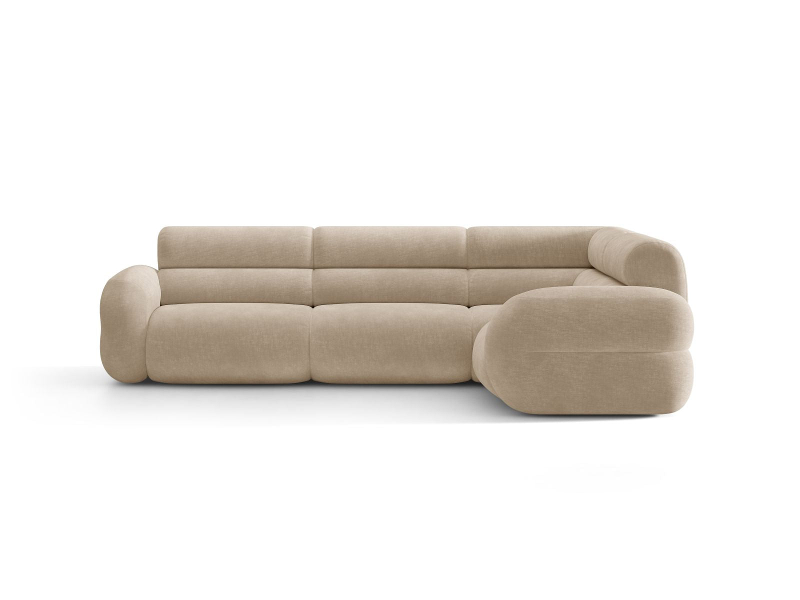 Rechthoekige L-vormige NEO hoekbank in beige chenille