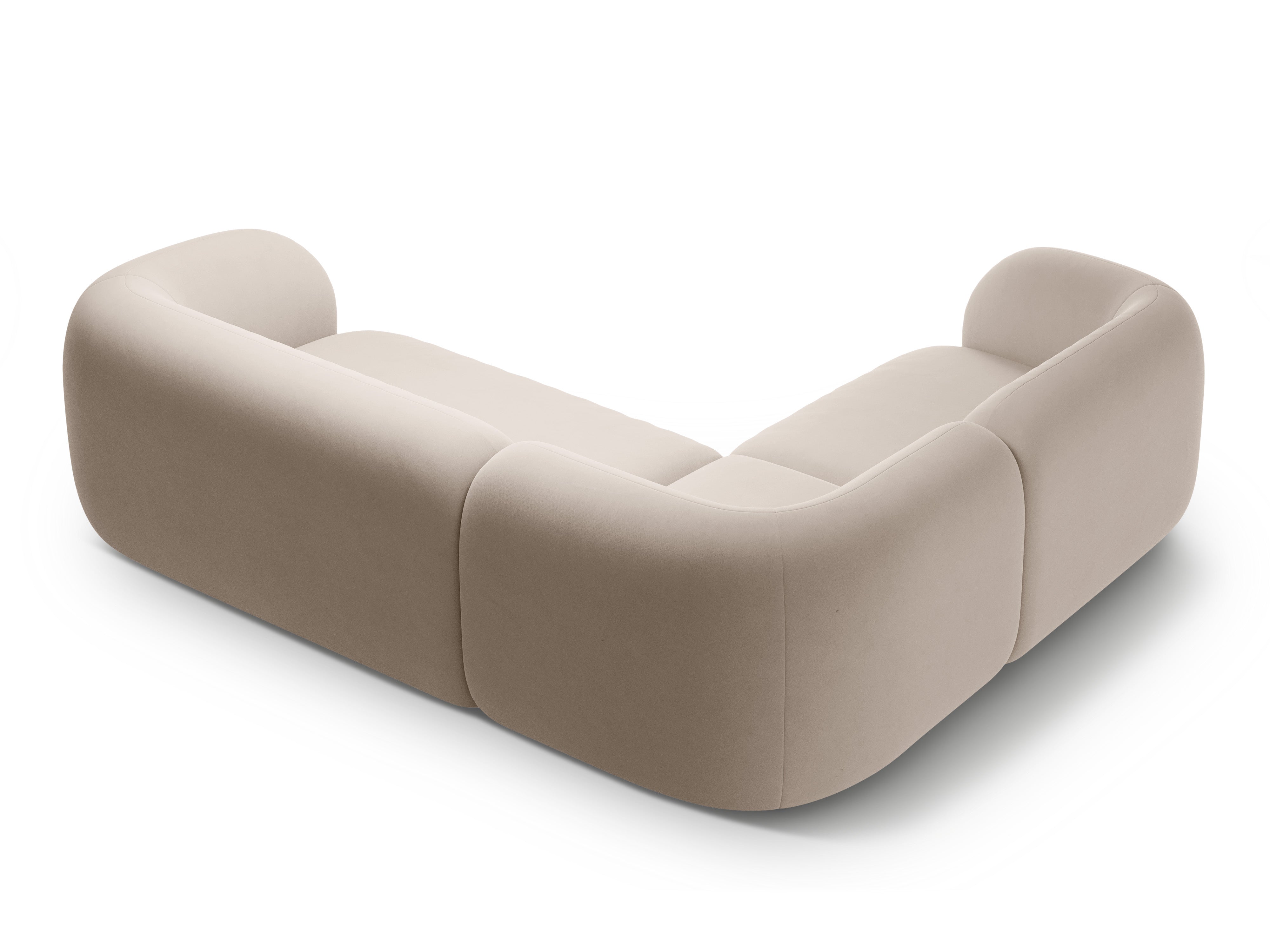 Beige 4-persoons linkszijdige fluwelen hoekbank KATE