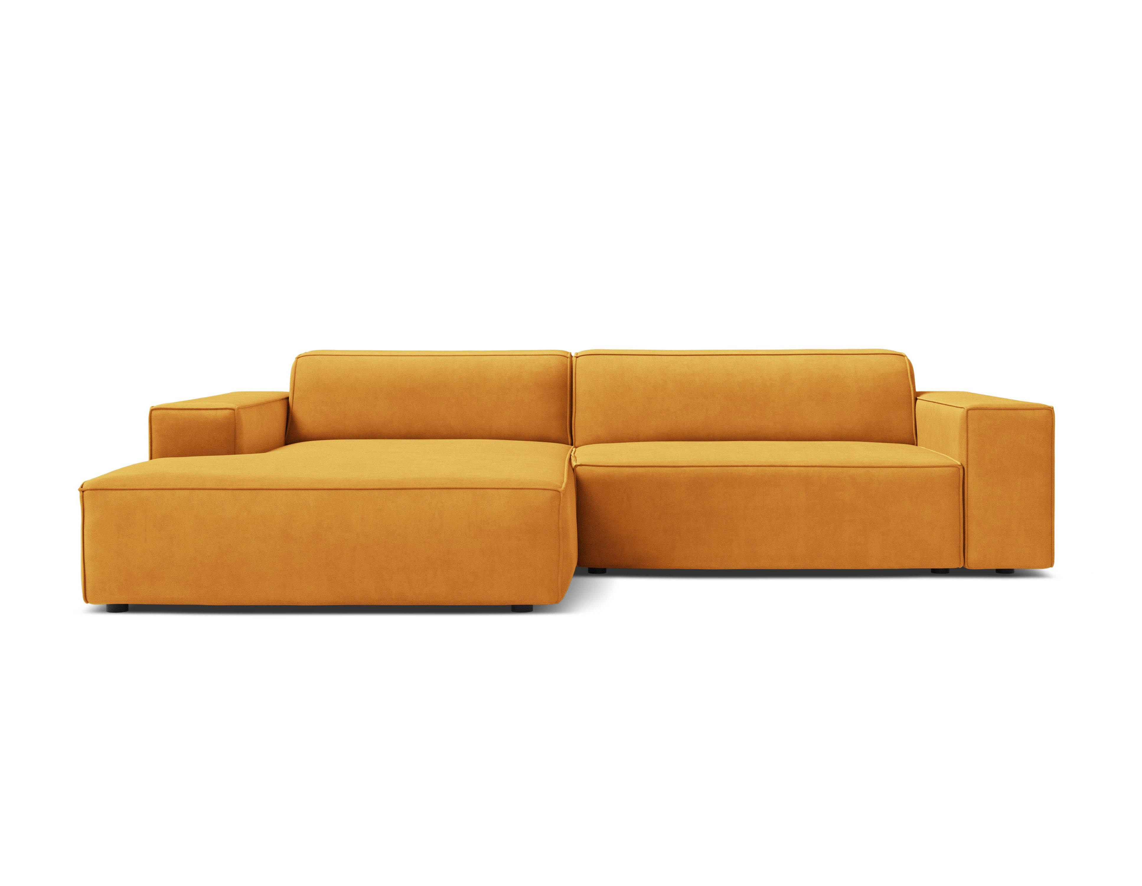 Linker 3-zits hoekbank JODIE in mosterdkleurig velours
