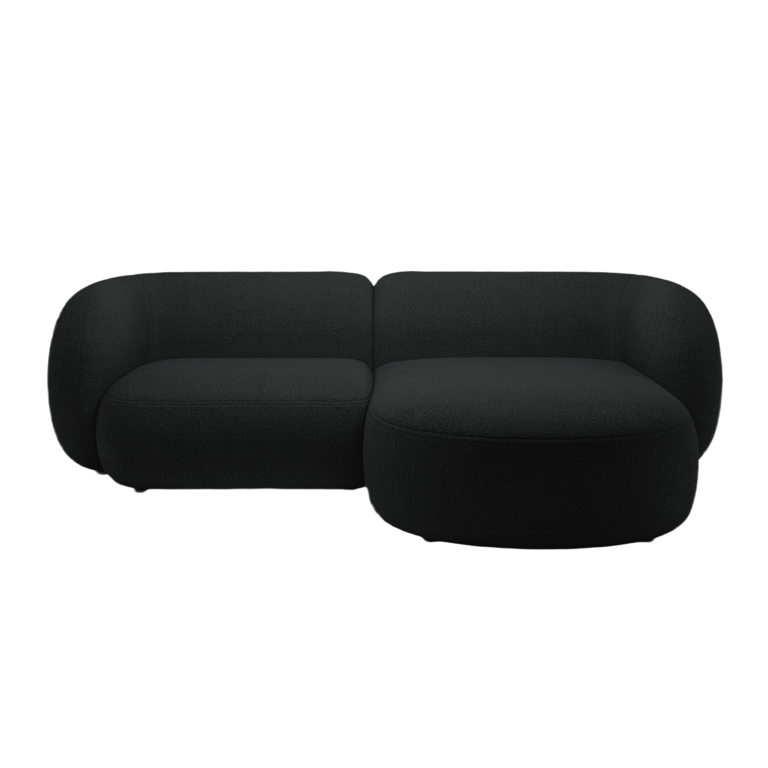 Right-facing 2-seater corner sofa KATE black boucle