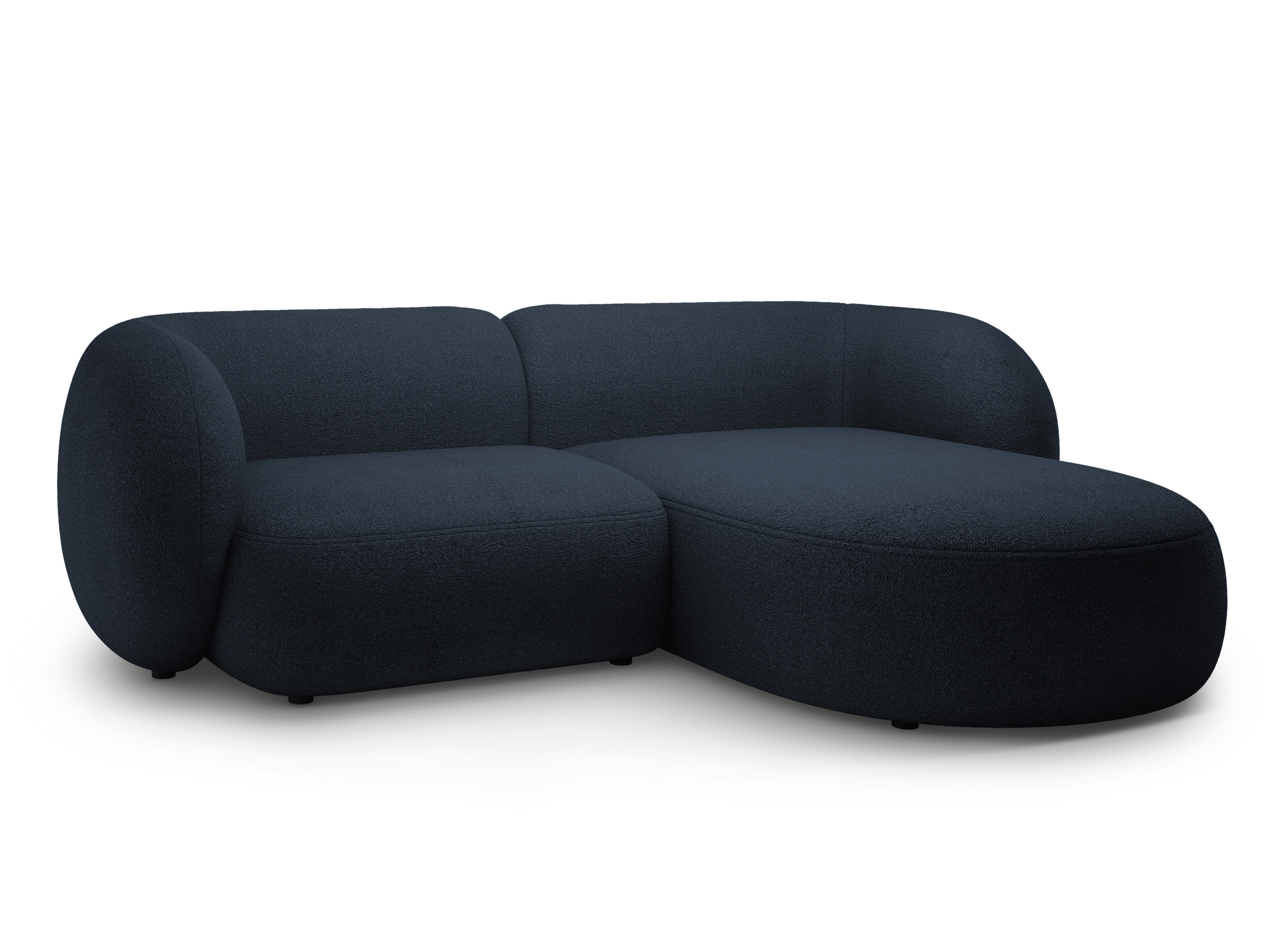 Right-facing 2-seater sofa KATE in navy blue boucle
