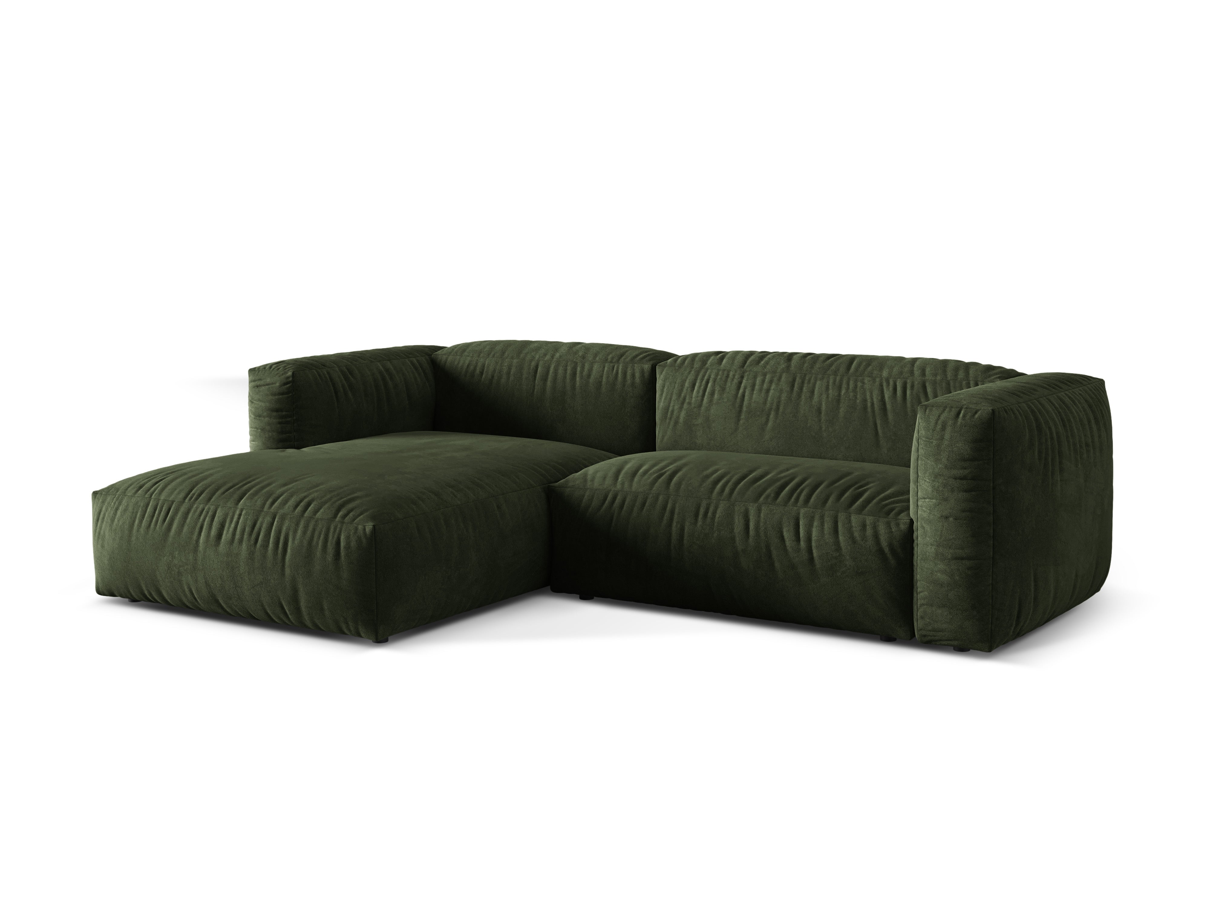Groene 2-zits fluwelen hoekbank MARTINA links