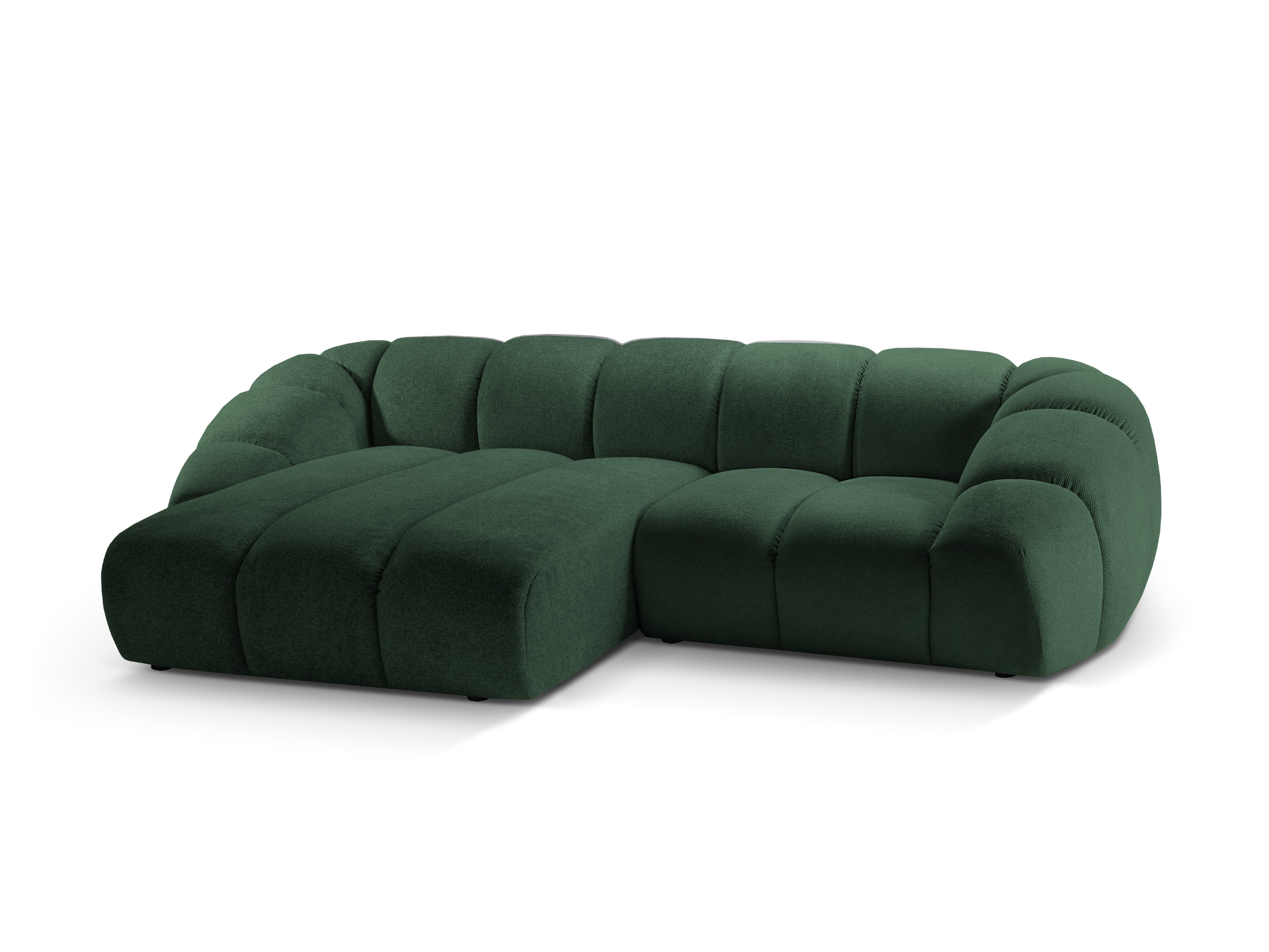 Left-facing 3-seater sofa DIANA dark green chenille