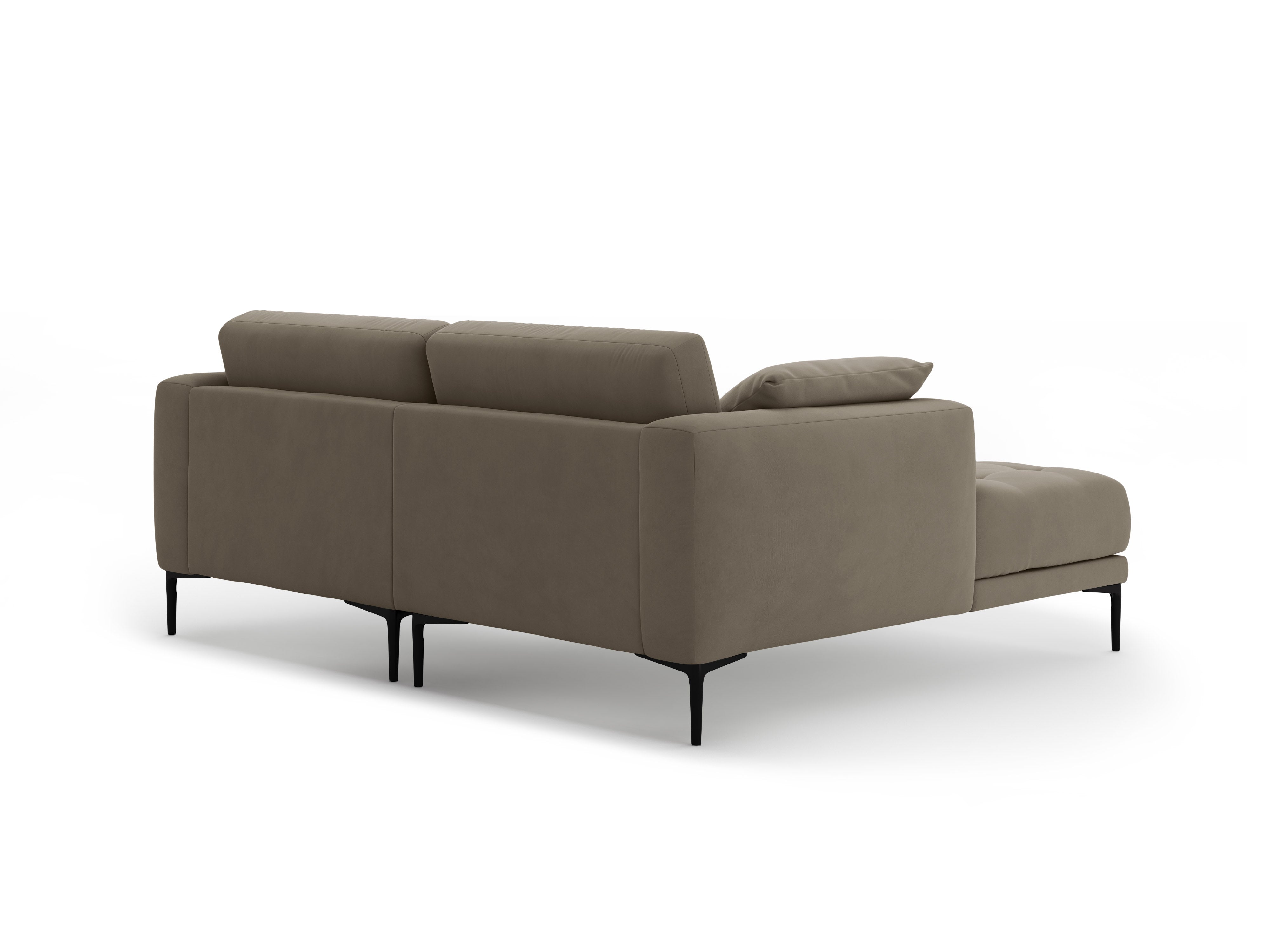 Ecksofa linksseitig aus Samt BEMY in grau-braun