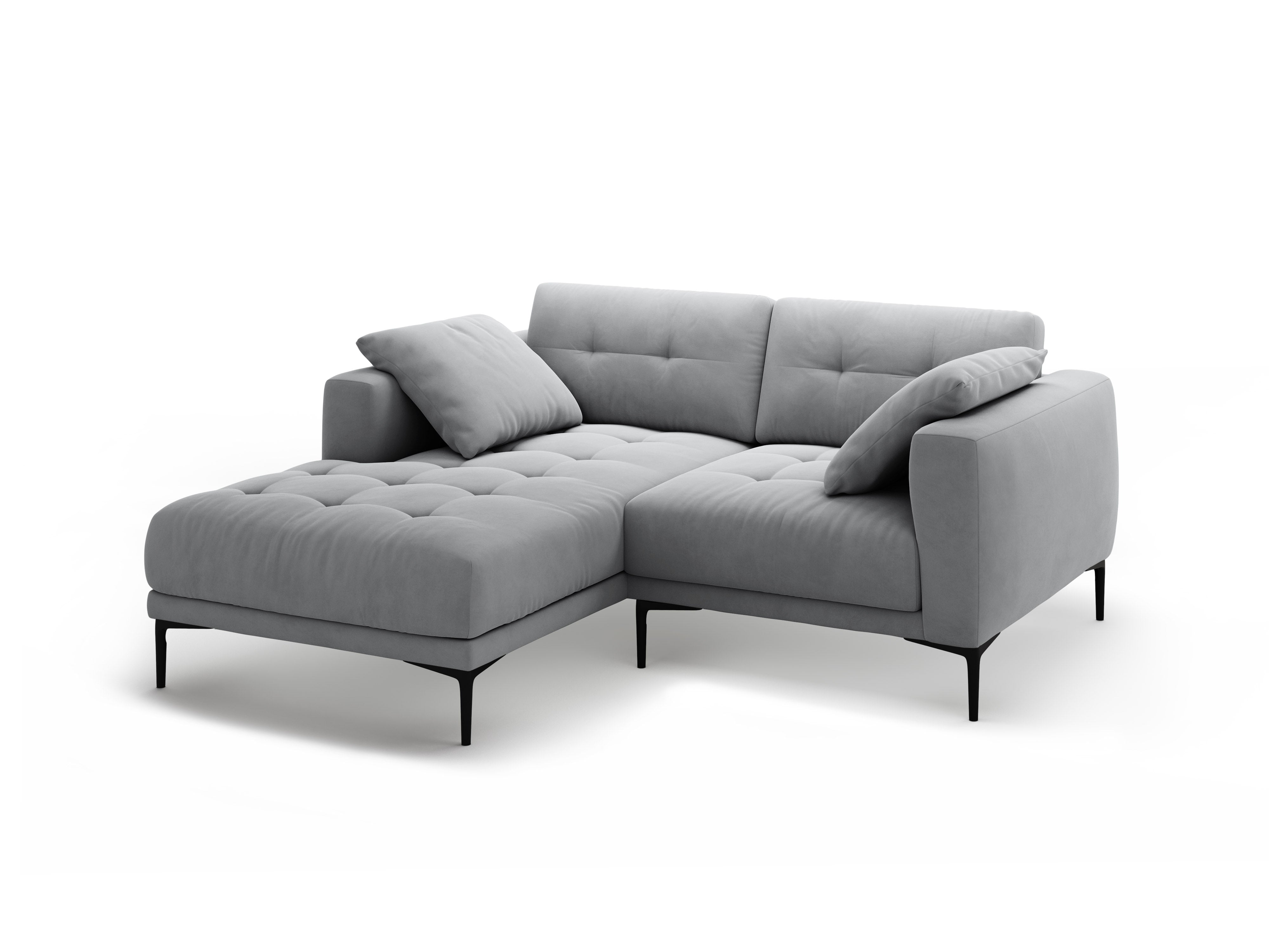 Ecksofa linksseitig aus Samt BEMY grau