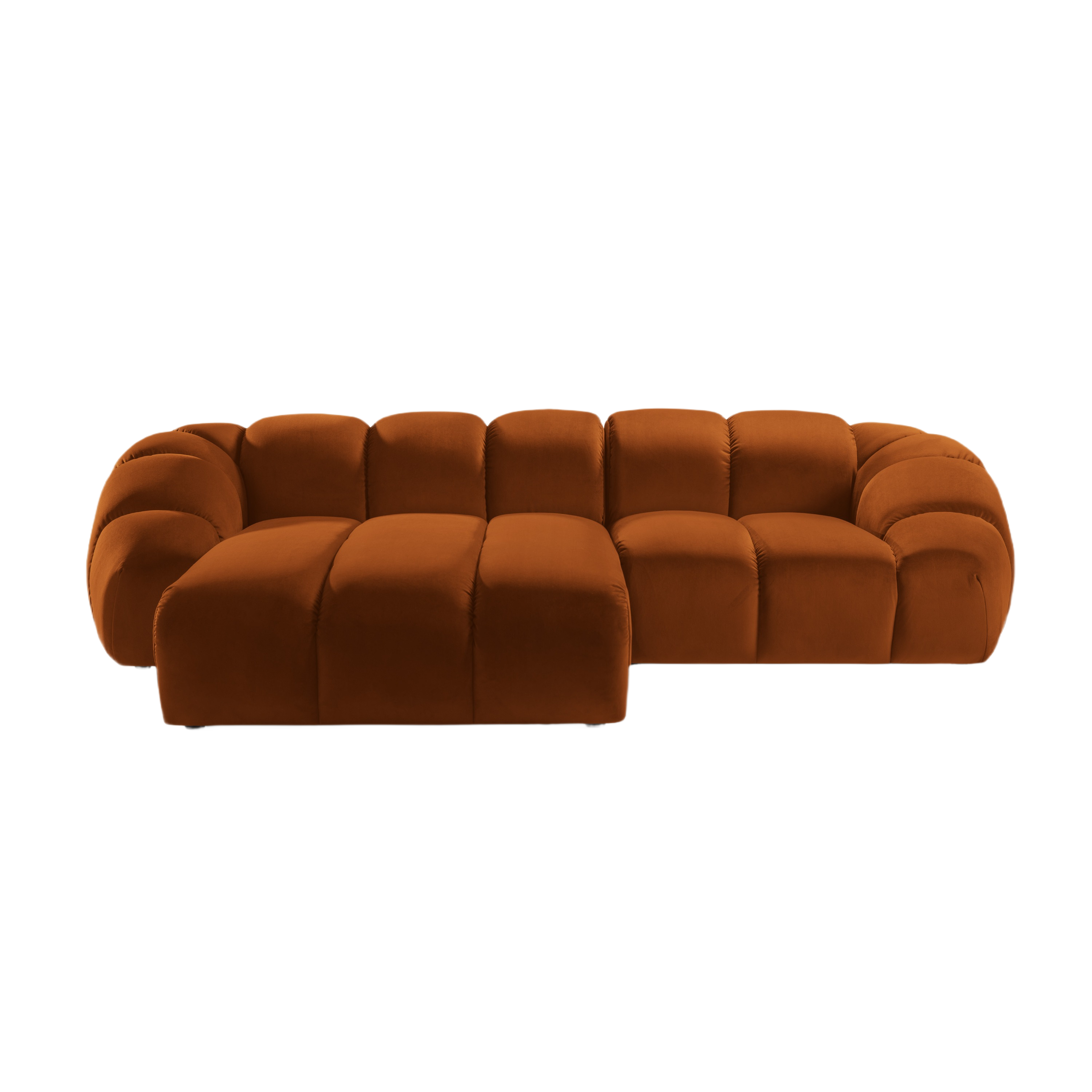 Samt-Ecksofa 3-sitzig links DIANA terrakotta