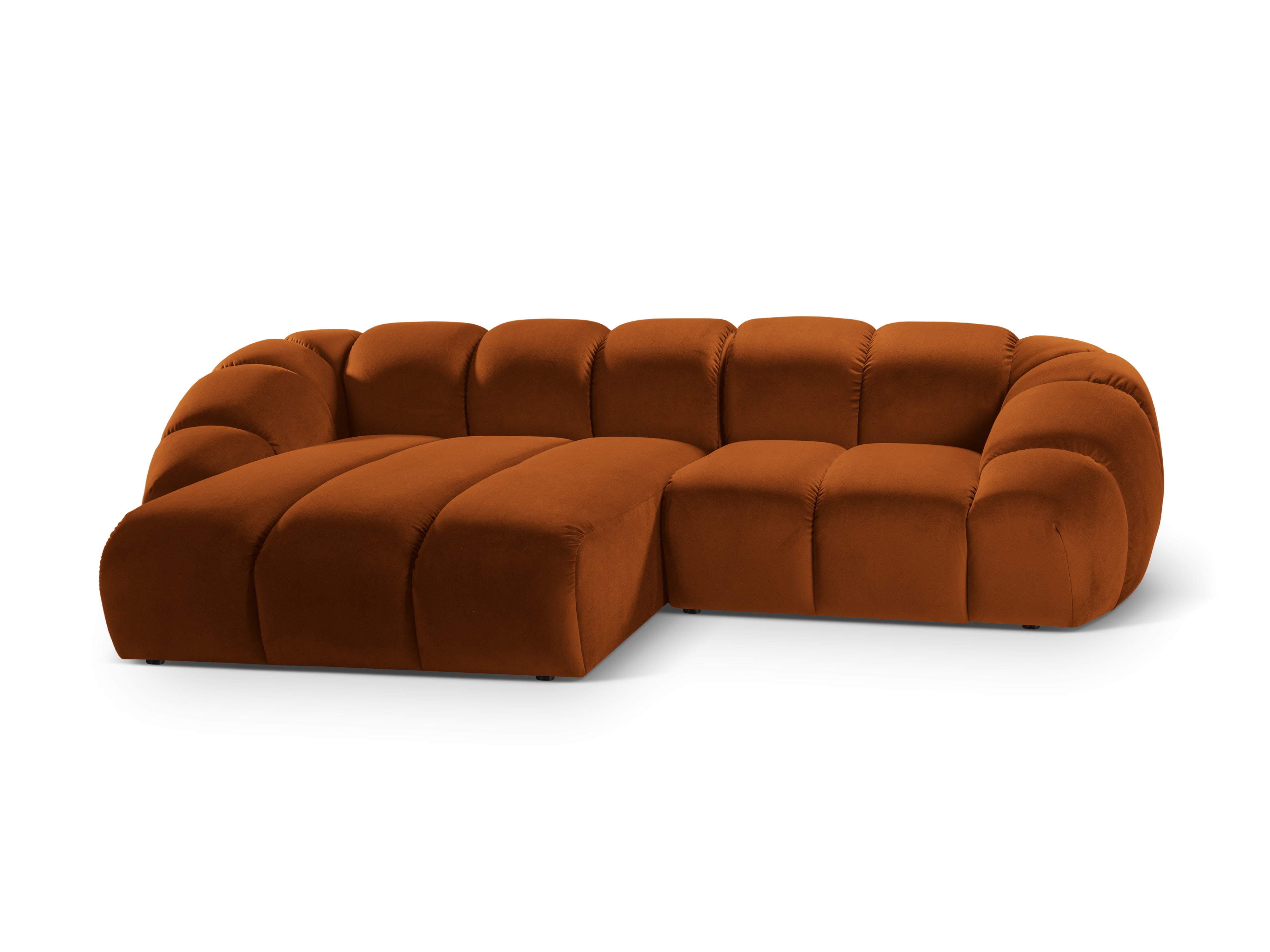 Samt-Ecksofa 3-sitzig links DIANA terrakotta
