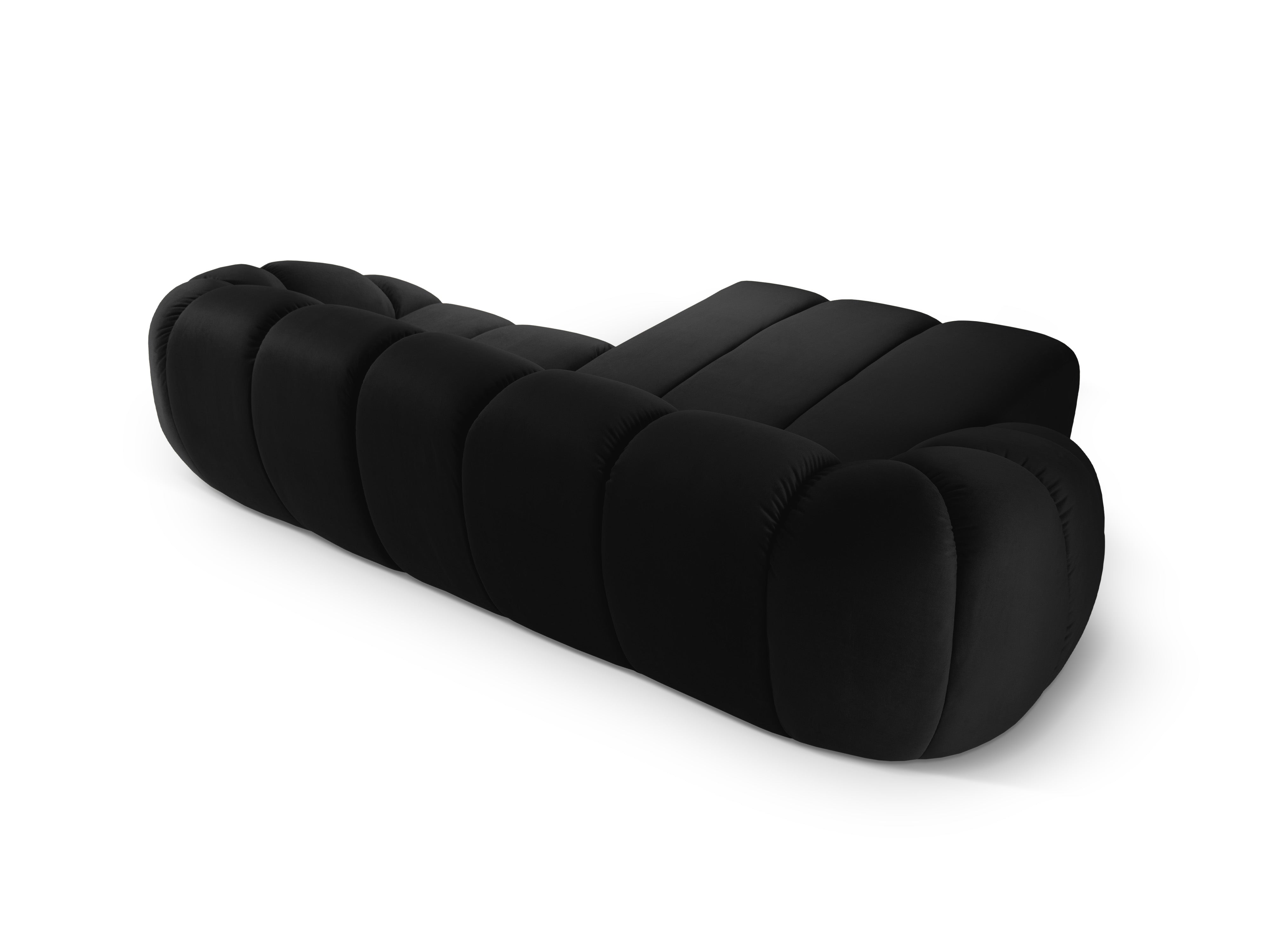 Fluwelen hoekbank voor 3 personen, links, DIANA, zwart