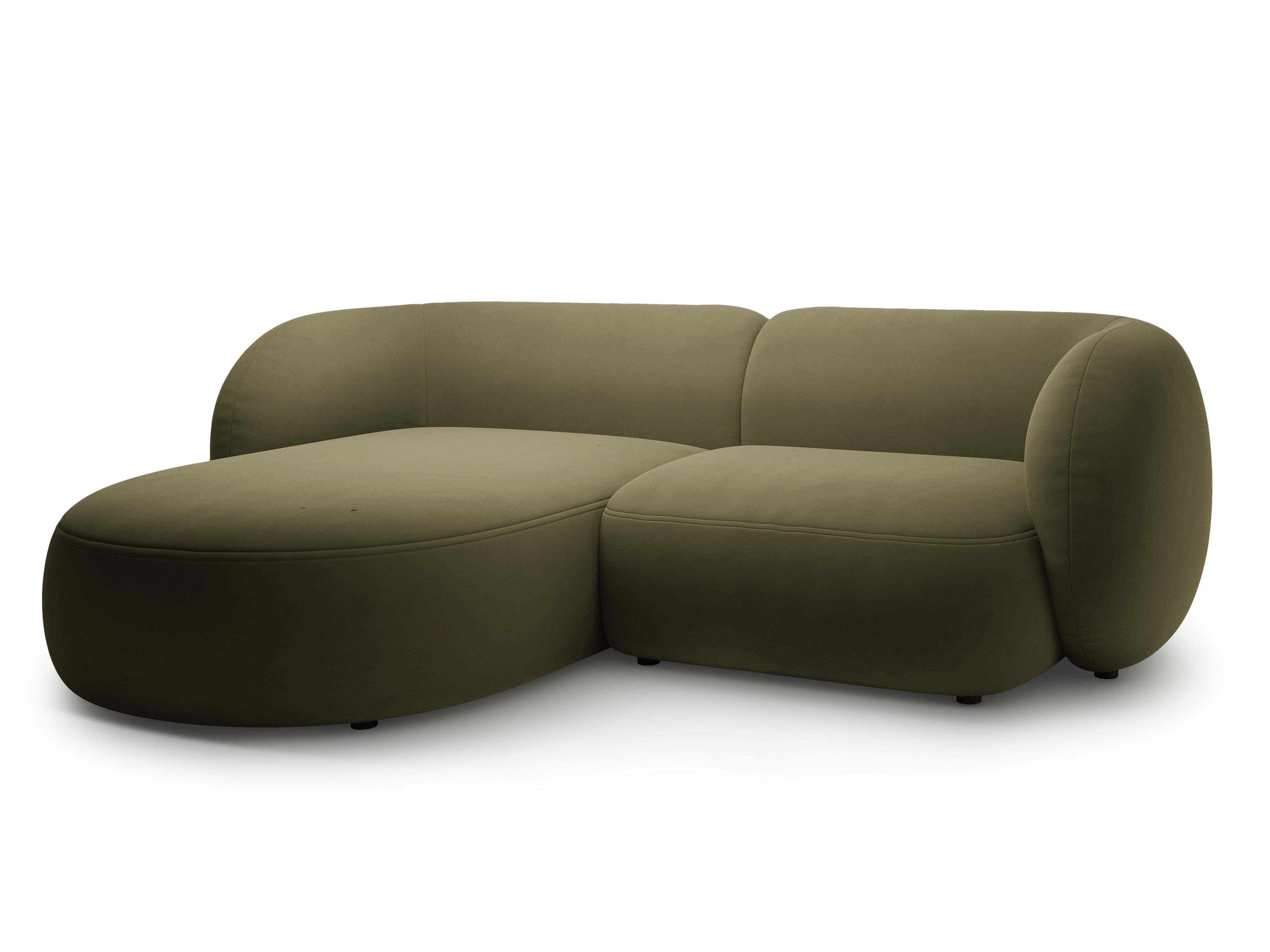 Left-facing velvet corner sofa for 2 people KATE green