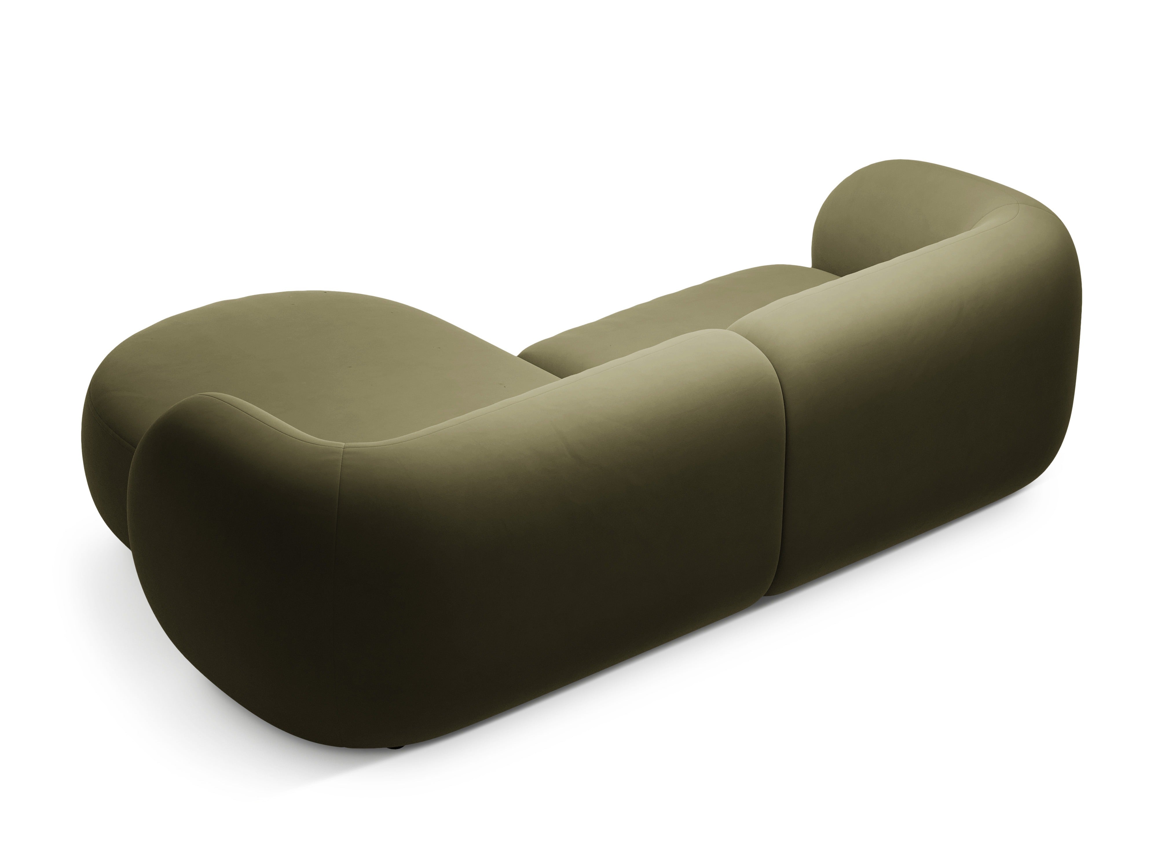 Groene 2-zits fluwelen hoekbank KATE rechts