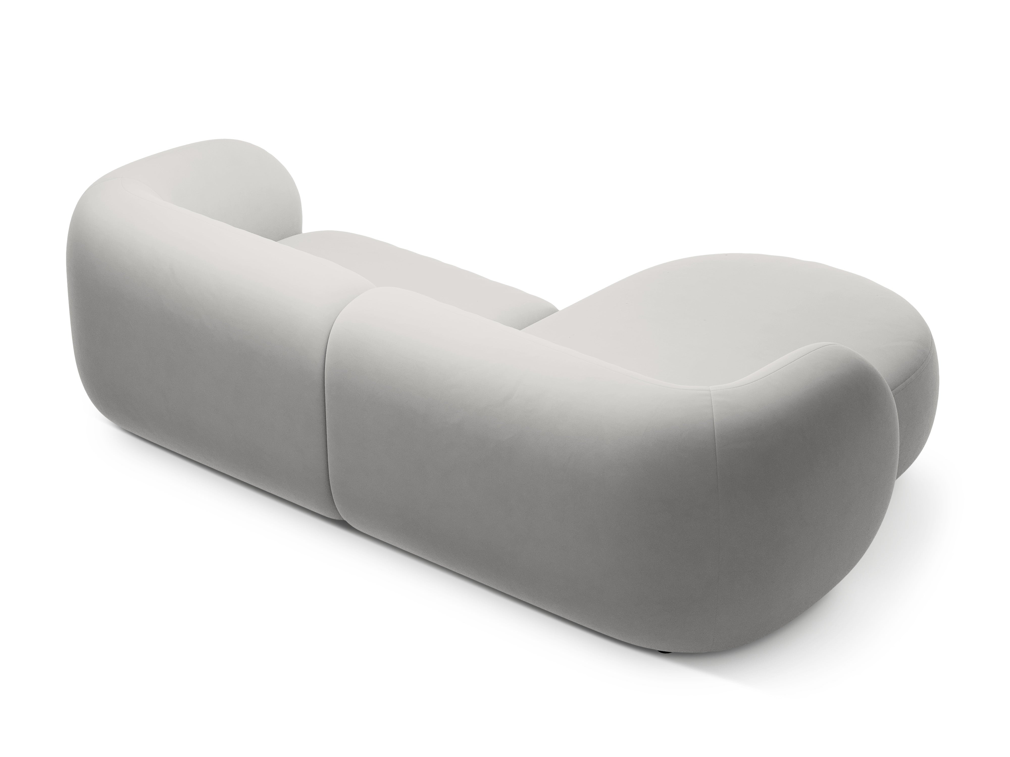 Samt-Ecksofa linksseitig 2-sitzig KATE hellgrau