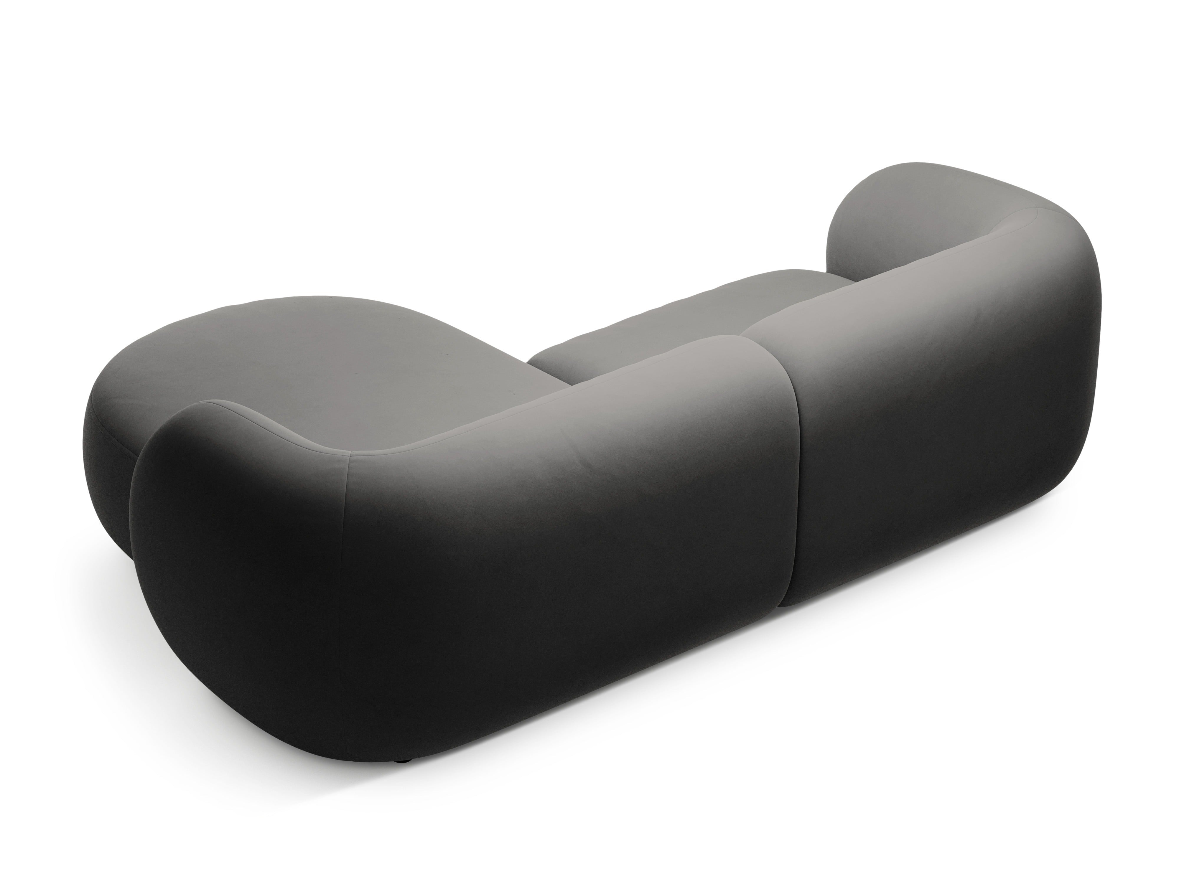 Donkergrijze 2-zits fluwelen hoekbank KATE rechts