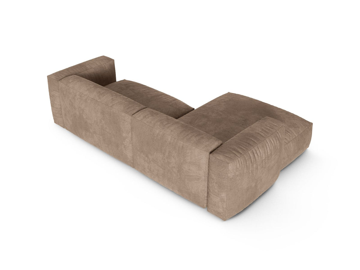 Narożnik aksamitny lewostronny 2-osobowy XL MARTINA ciemnobeżowy – detal tkaniny