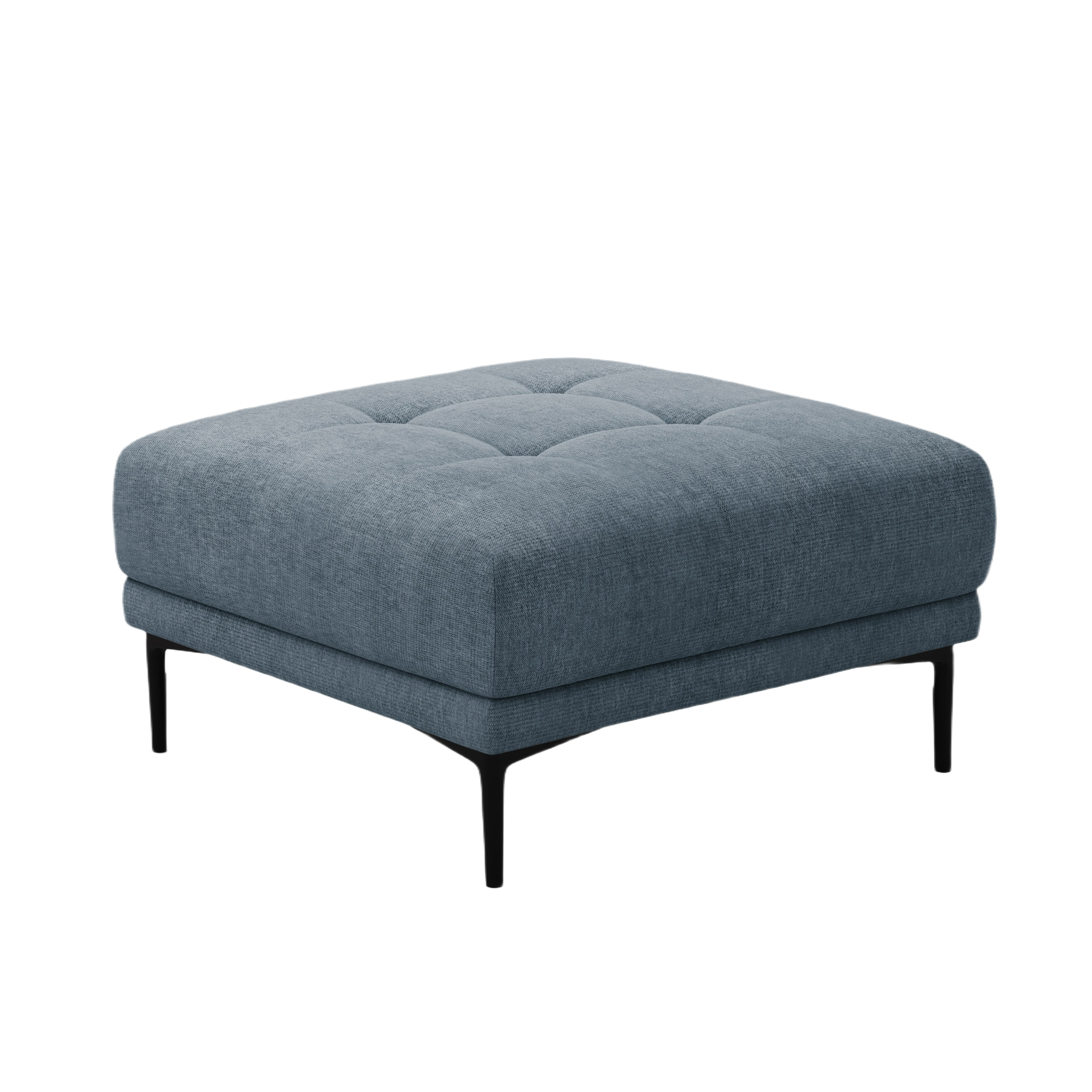 Vierkante poef BEMY donkerblauw chenille