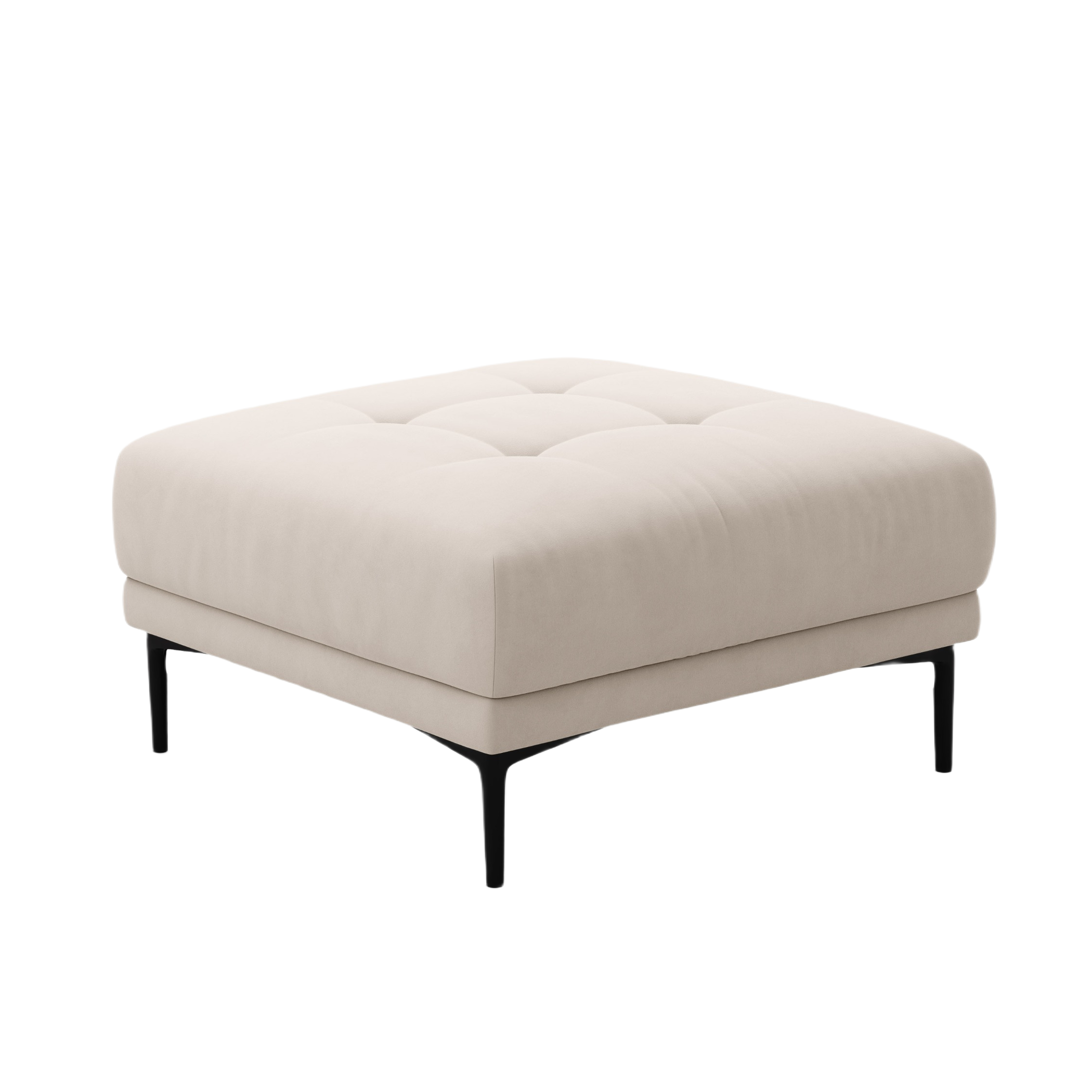 Vierkante fluwelen poef BEMY beige