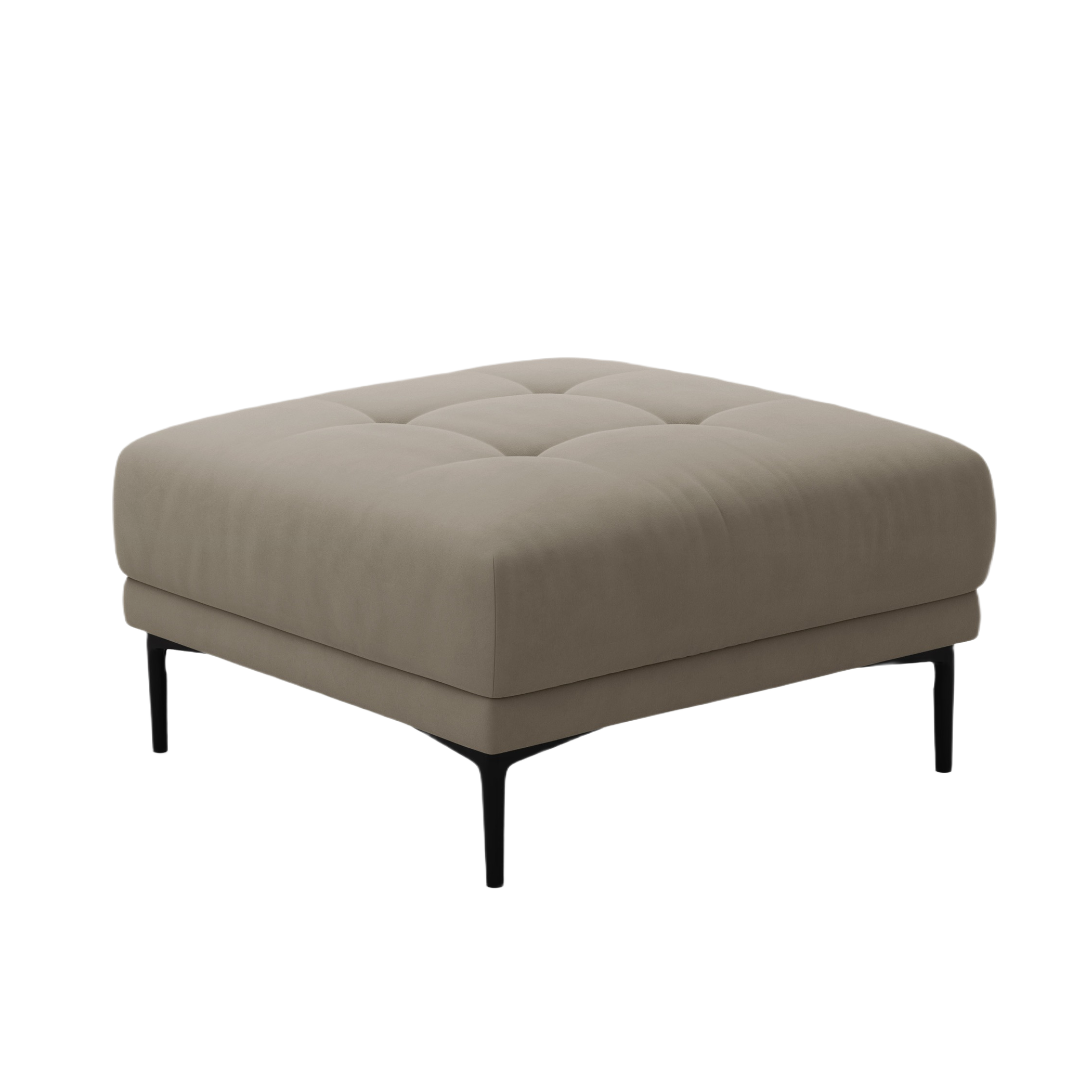 Quadratischer Samtpouf BEMY grau-braun