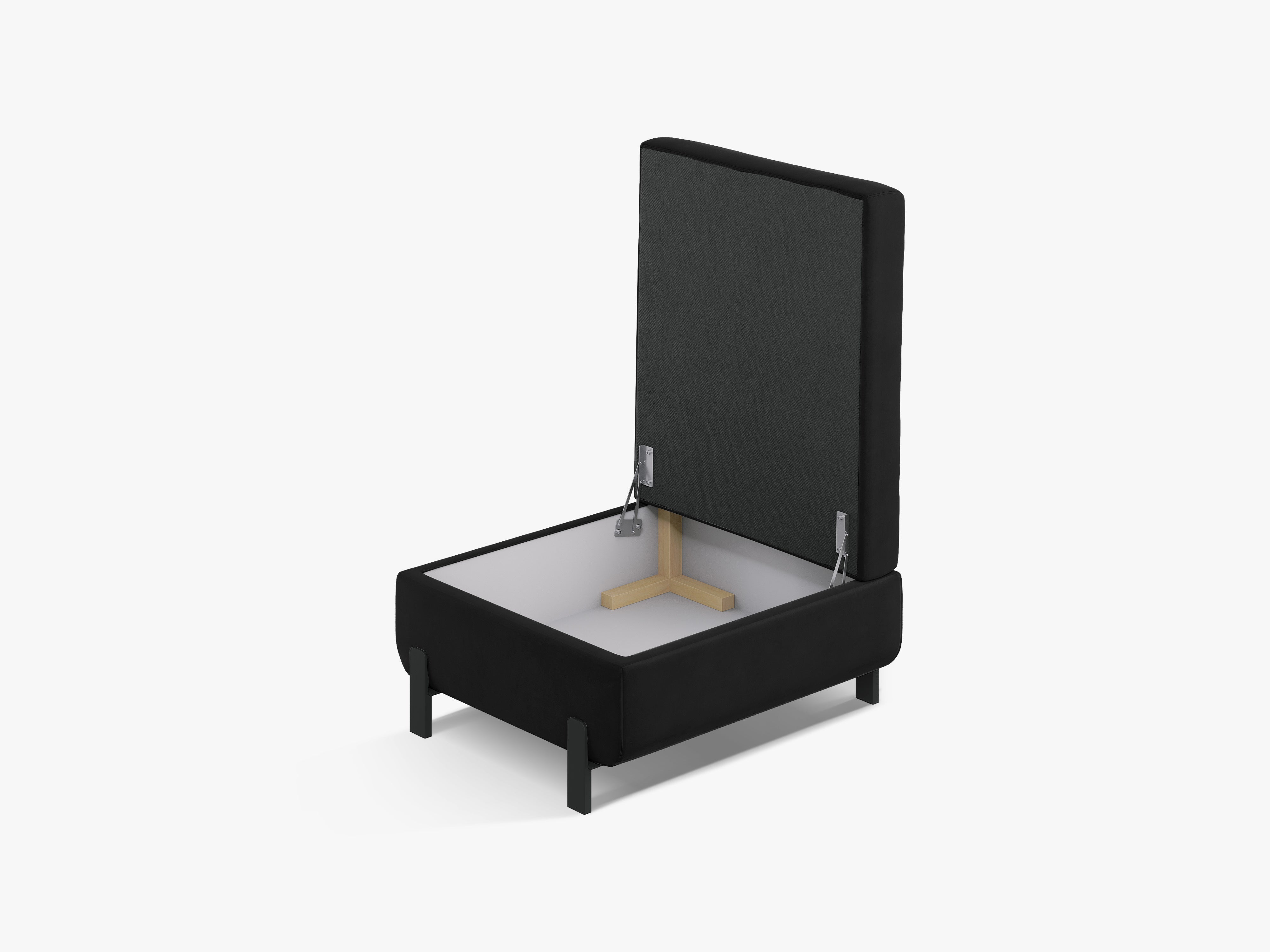 Black velvet pouf with storage GLORIA