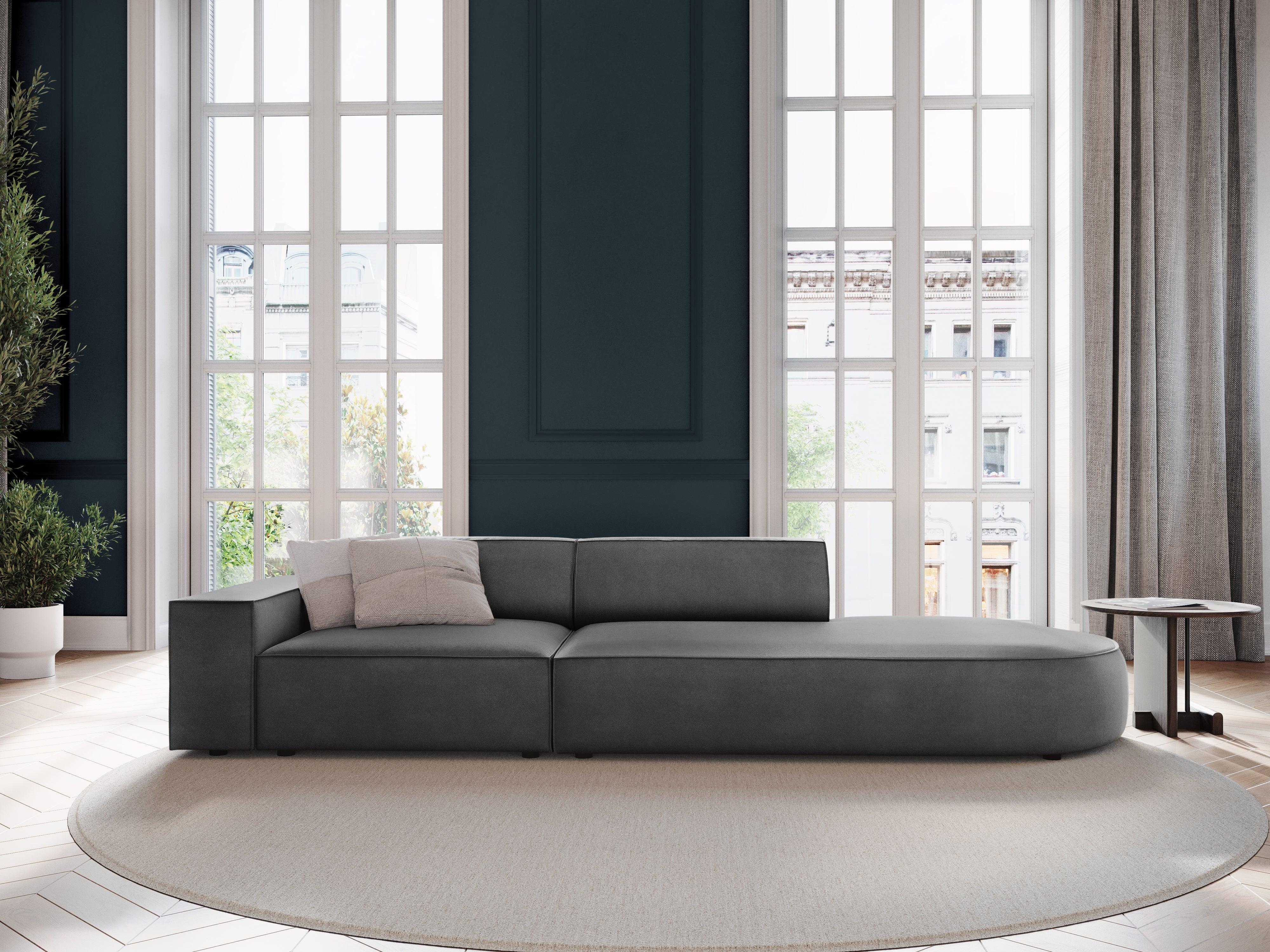Sofa aksamitna prawostronna okrągła 3-osobowa JODIE ciemnoszary Micadoni Eye on Design