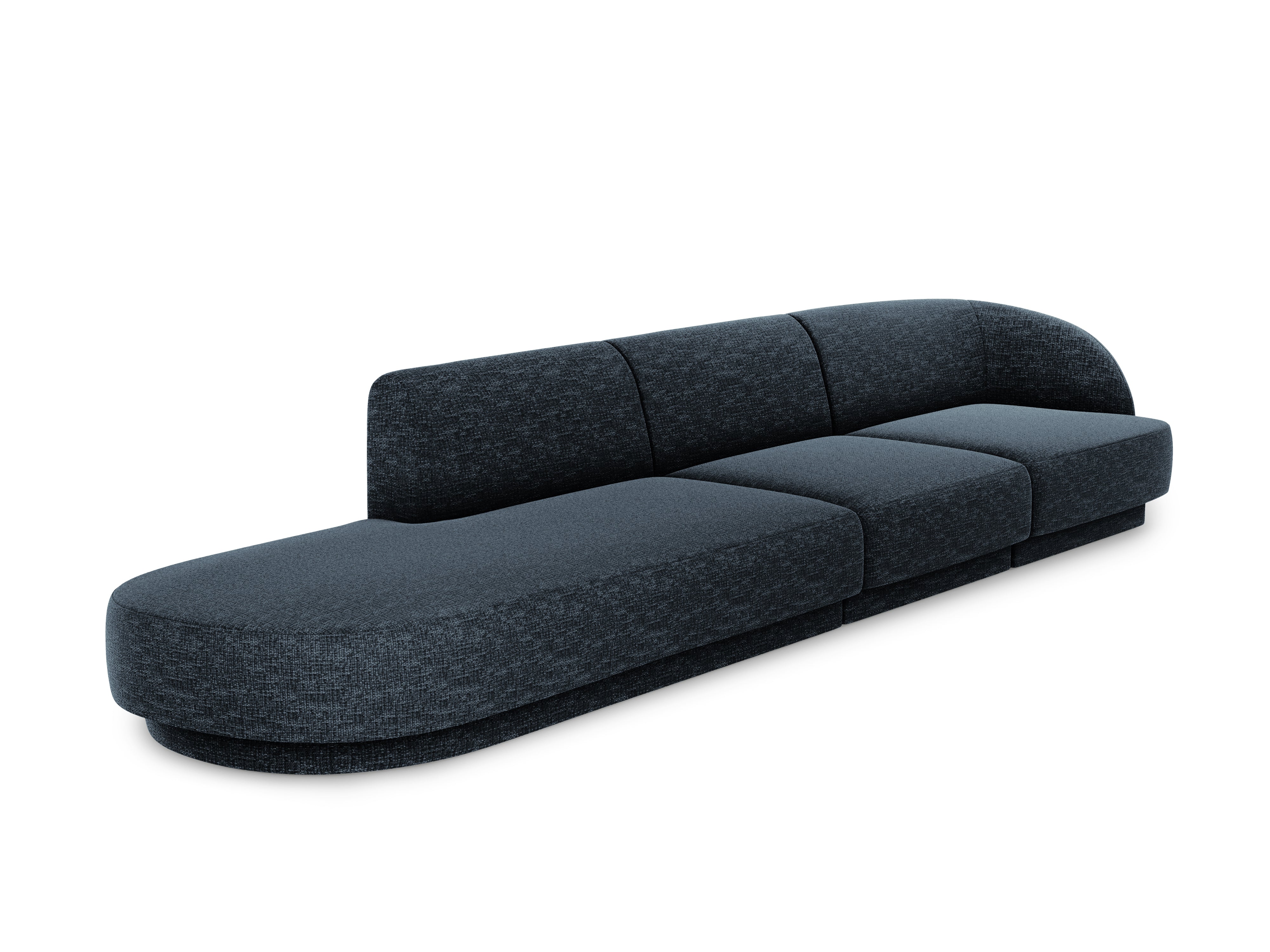 Sofa lewostronna 4-osobowa otwarta MILEY granatowy szenil jedwabisty do salonu