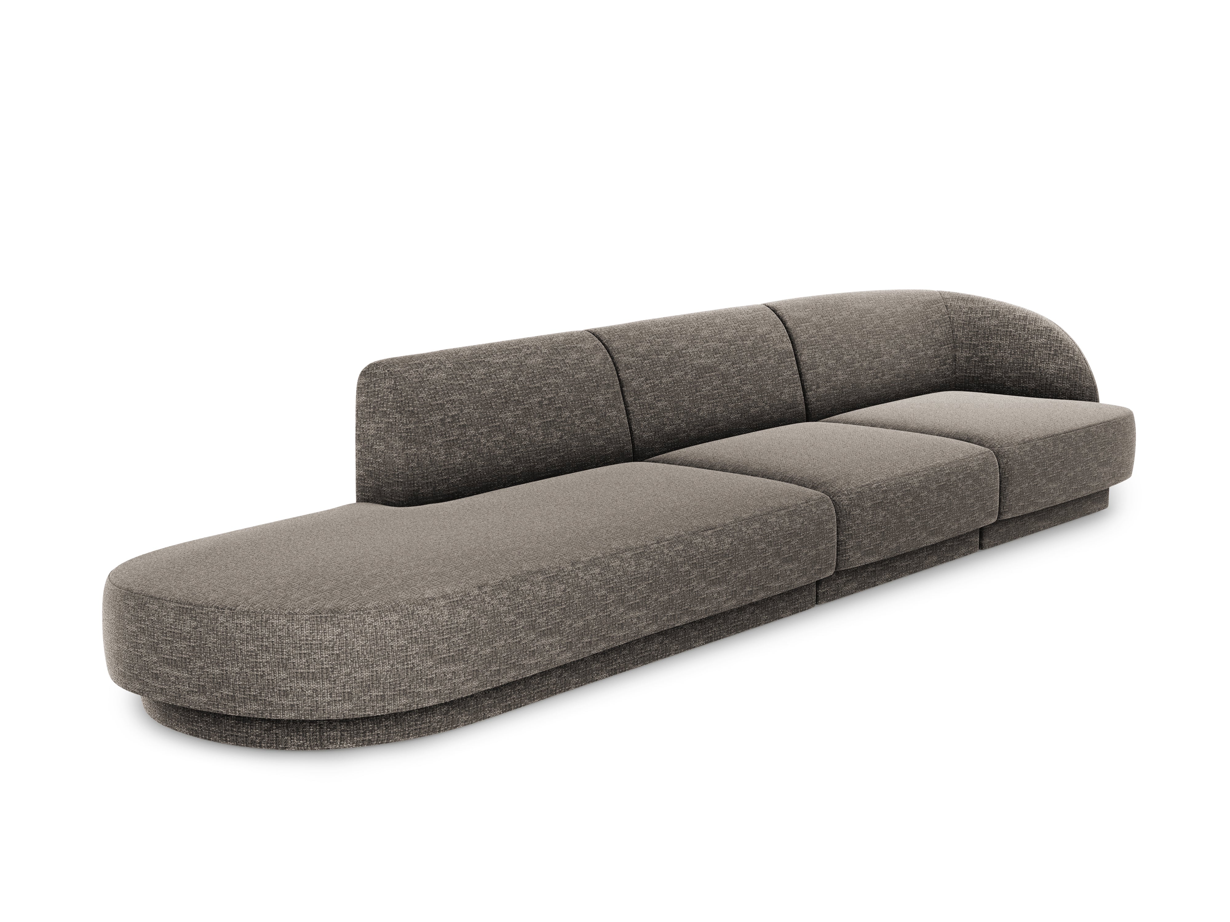 Sofa lewostronna 4-osobowa w tkaninie szenilowej otwarta MILEY szary Micadoni Eye on Design