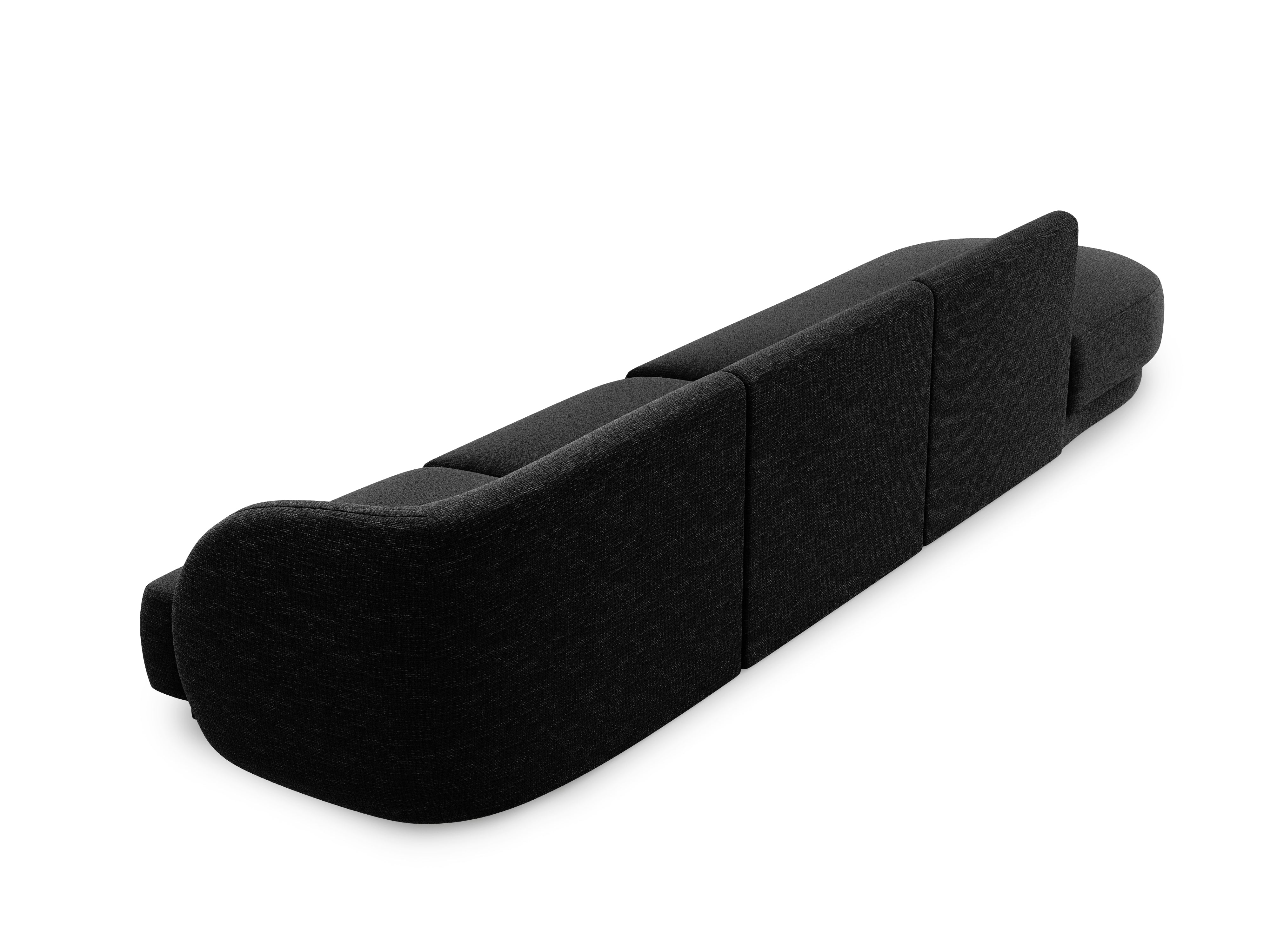 Sofa lewostronna 4-osobowa w tkaninie szenilowej otwarta MILEY czarny Micadoni Eye on Design