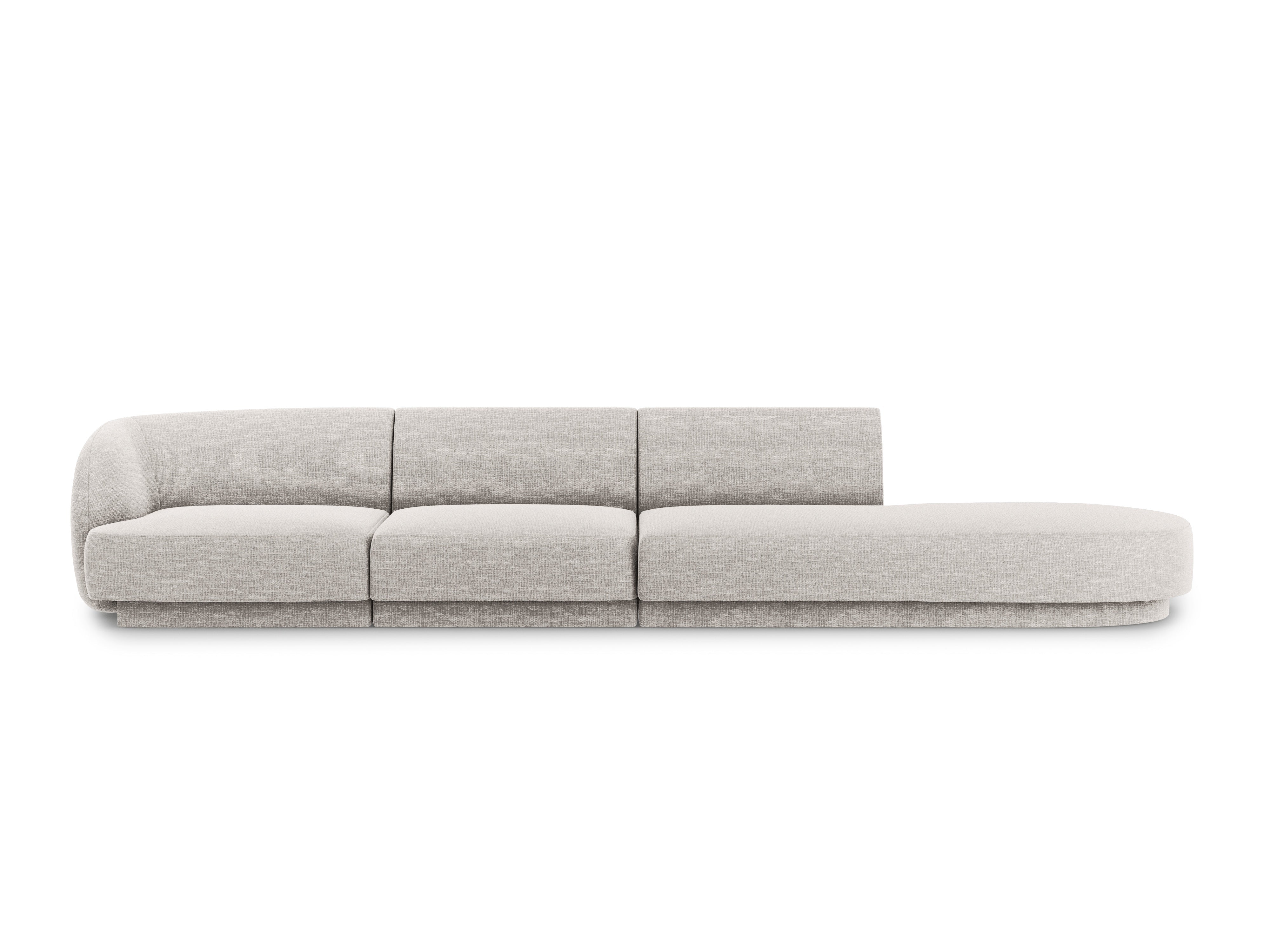 Open right-sided 4-seater sofa MILEY gray chenille