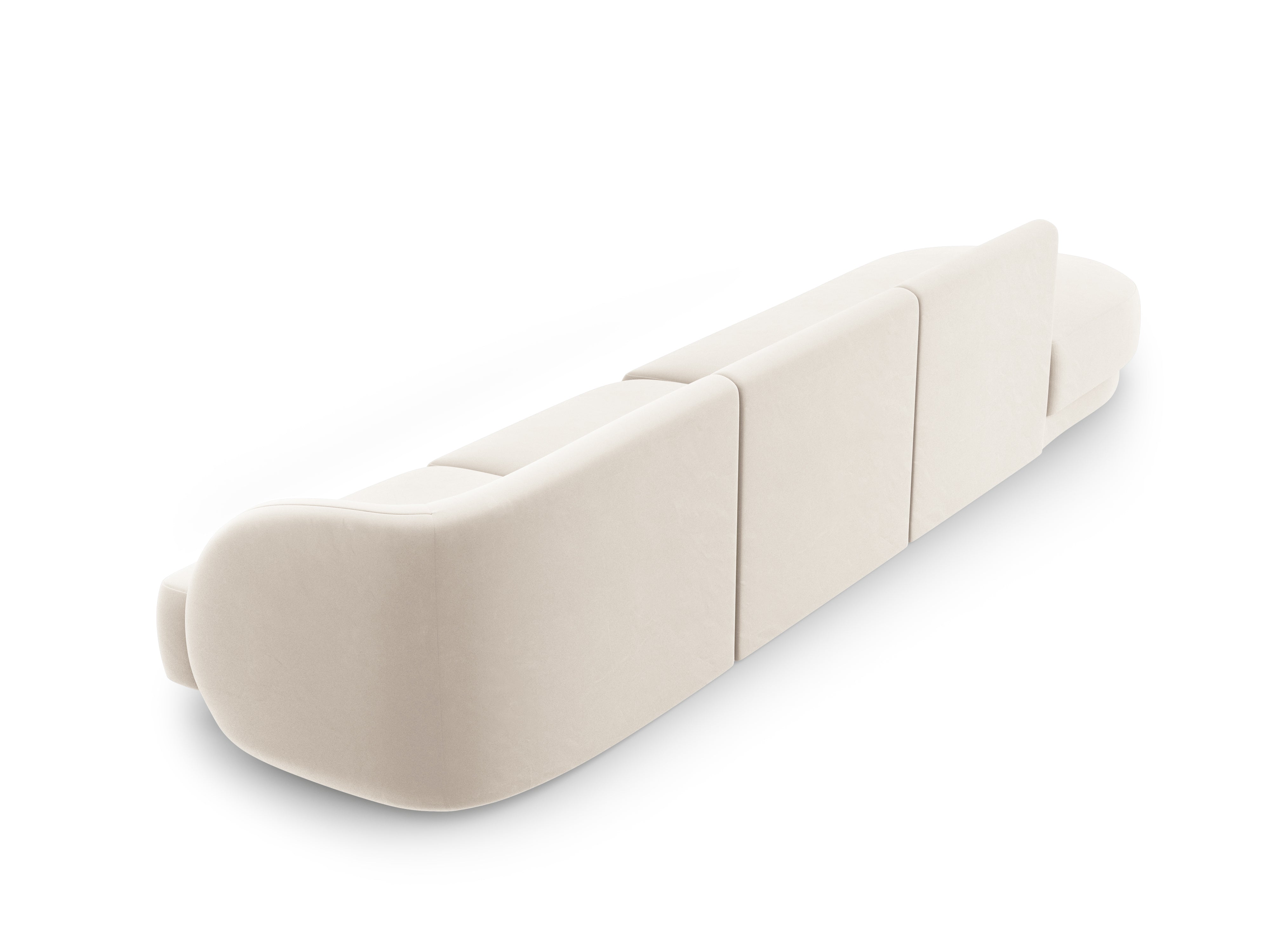 Sofa aksamitna lewostronna 4-osobowa otwarta MILEY beżowy Micadoni Eye on Design