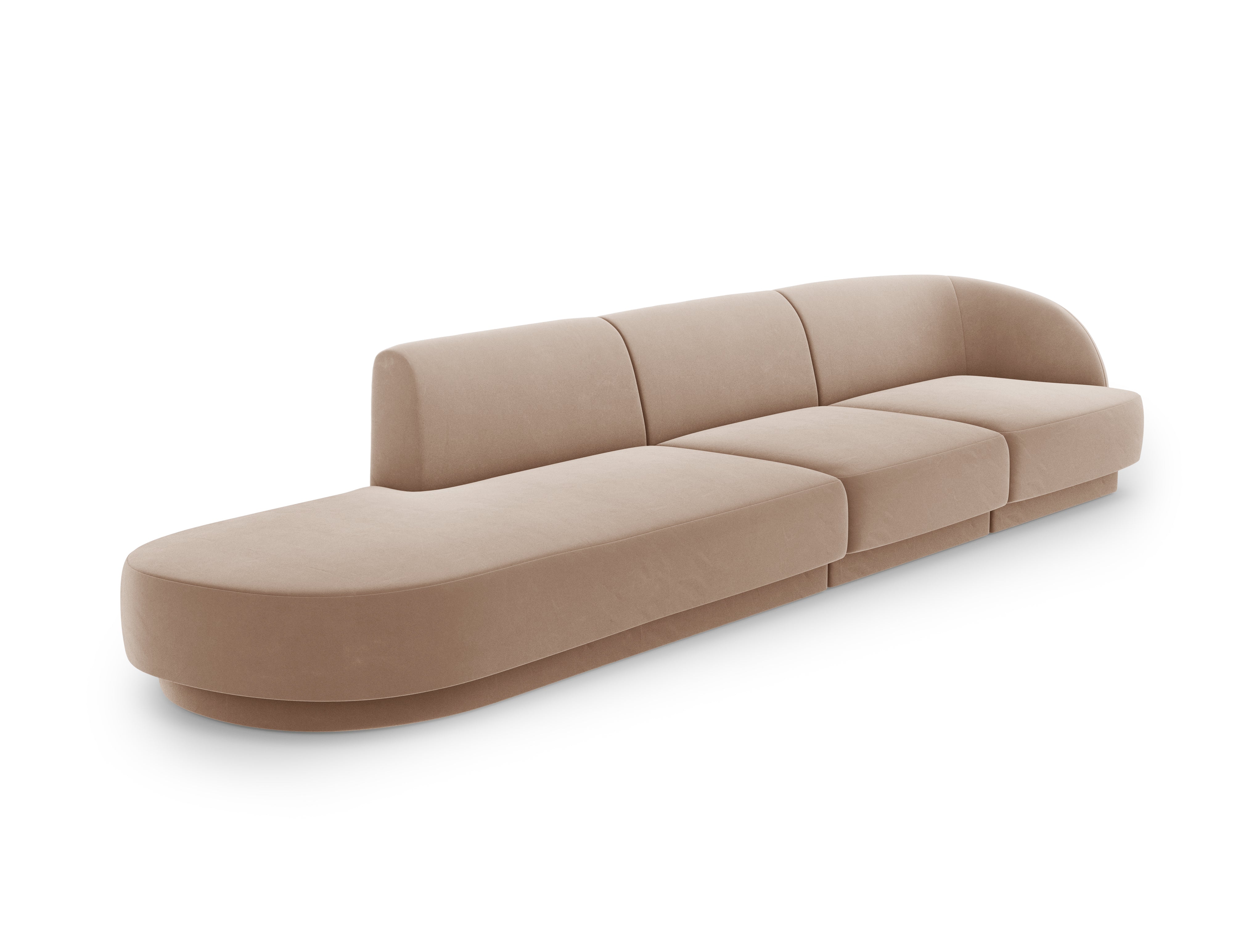 Sofa aksamitna lewostronna 4-osobowa otwarta MILEY cappuccino Micadoni Eye on Design