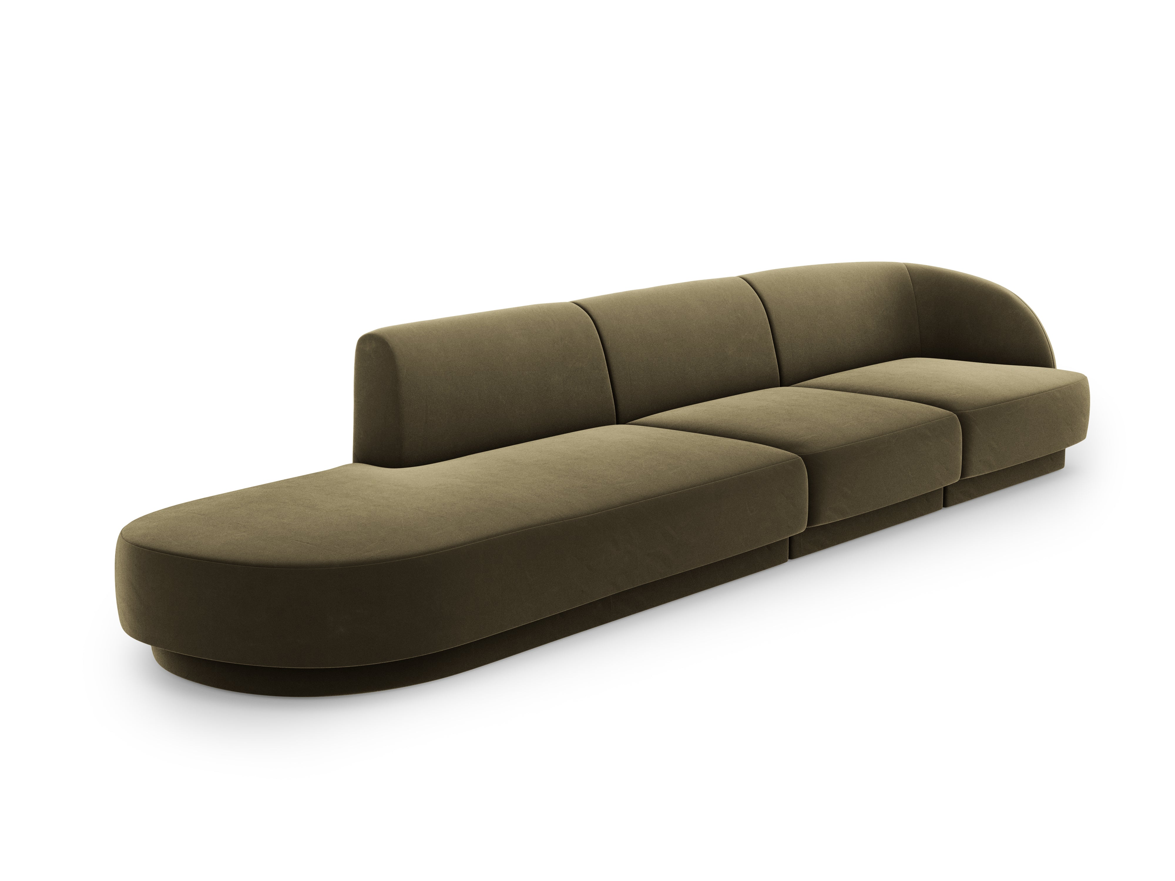 Sofa aksamitna lewostronna 4-osobowa otwarta MILEY zielony Micadoni Eye on Design