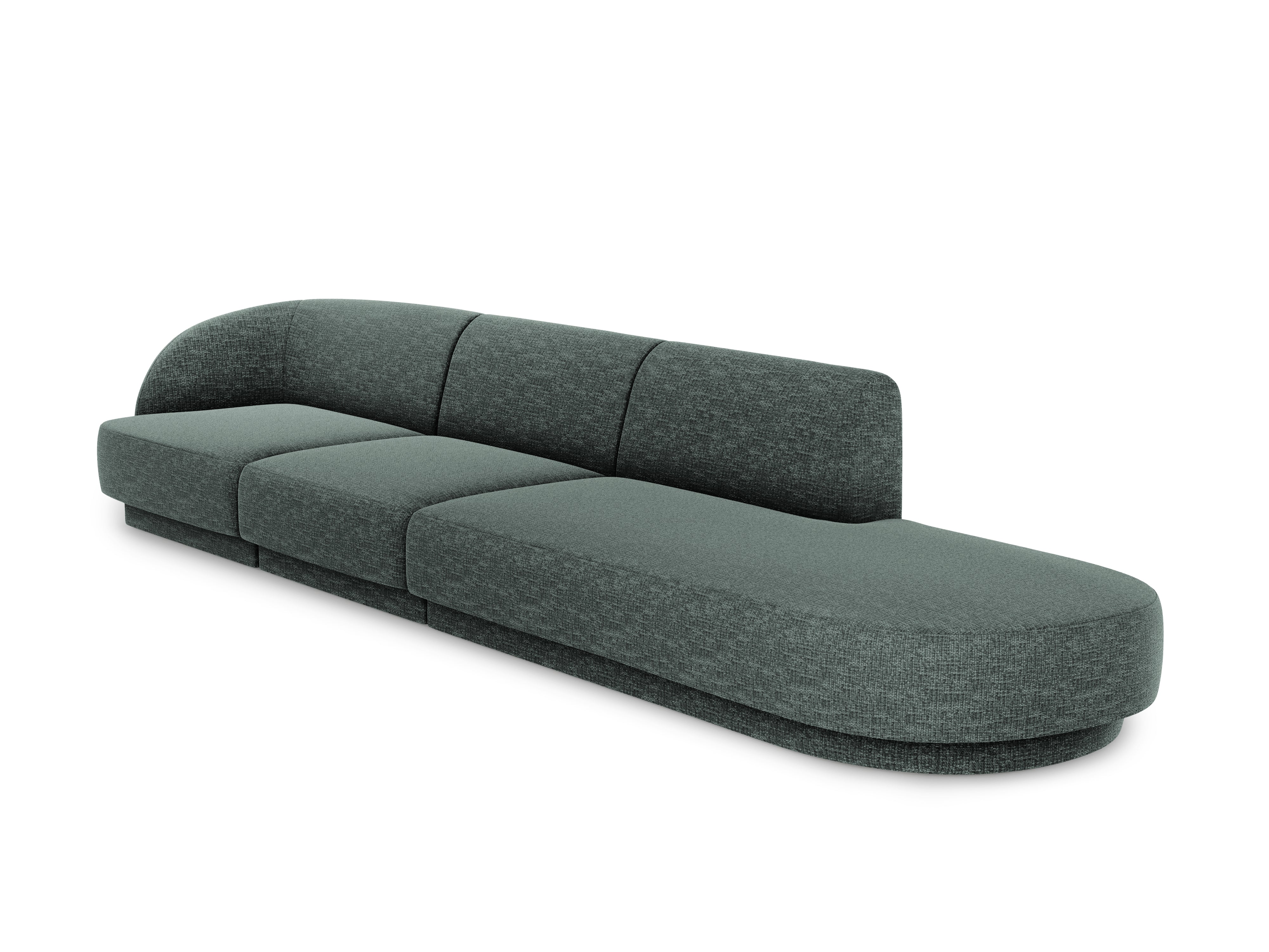 Sofa prawostronna 4-osobowa w tkaninie szenilowej otwarta MILEY petrol Micadoni Eye on Design