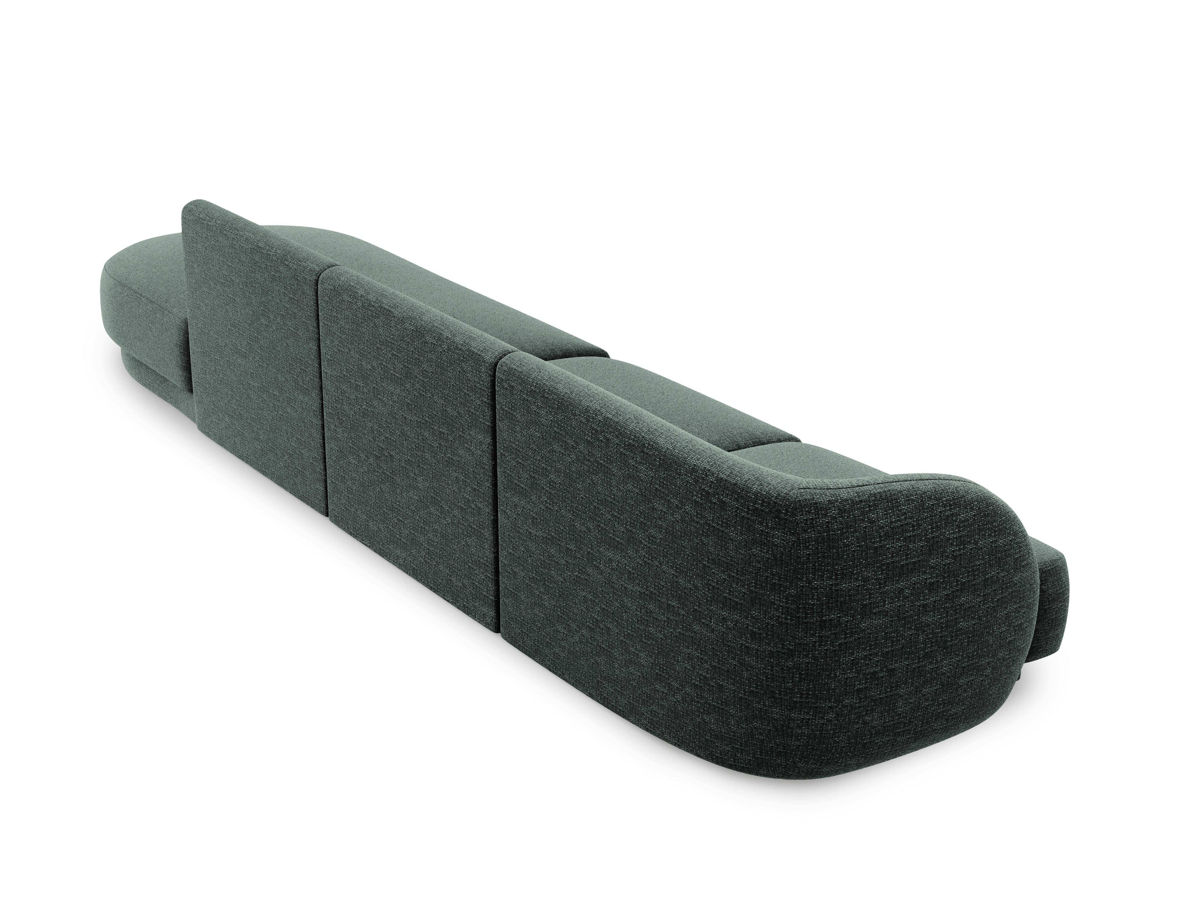 Sofa prawostronna 4-osobowa w tkaninie szenilowej otwarta MILEY petrol Micadoni Eye on Design