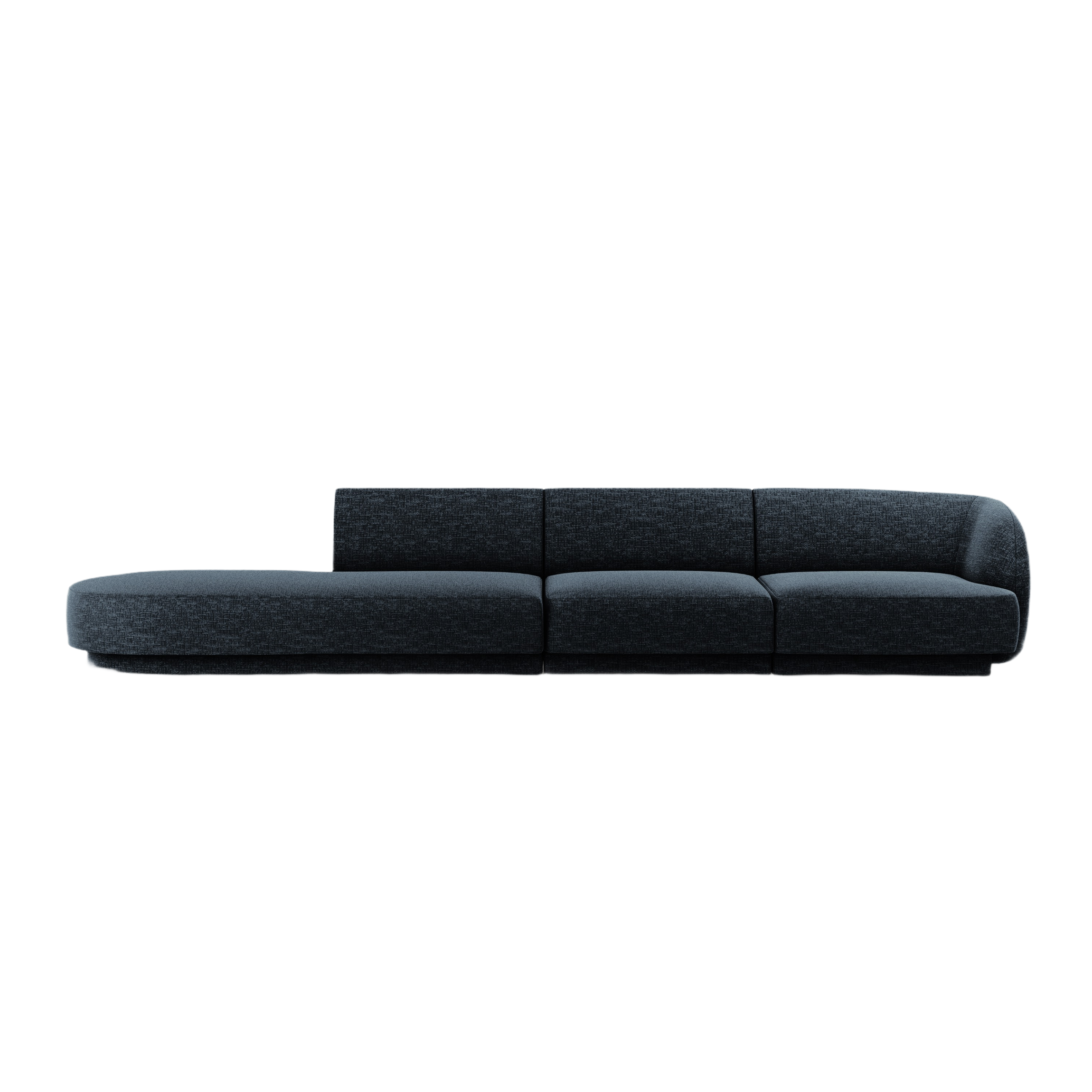 Sofa lewostronna 4-osobowa otwarta MILEY granatowy szenil jedwabisty – Micadoni