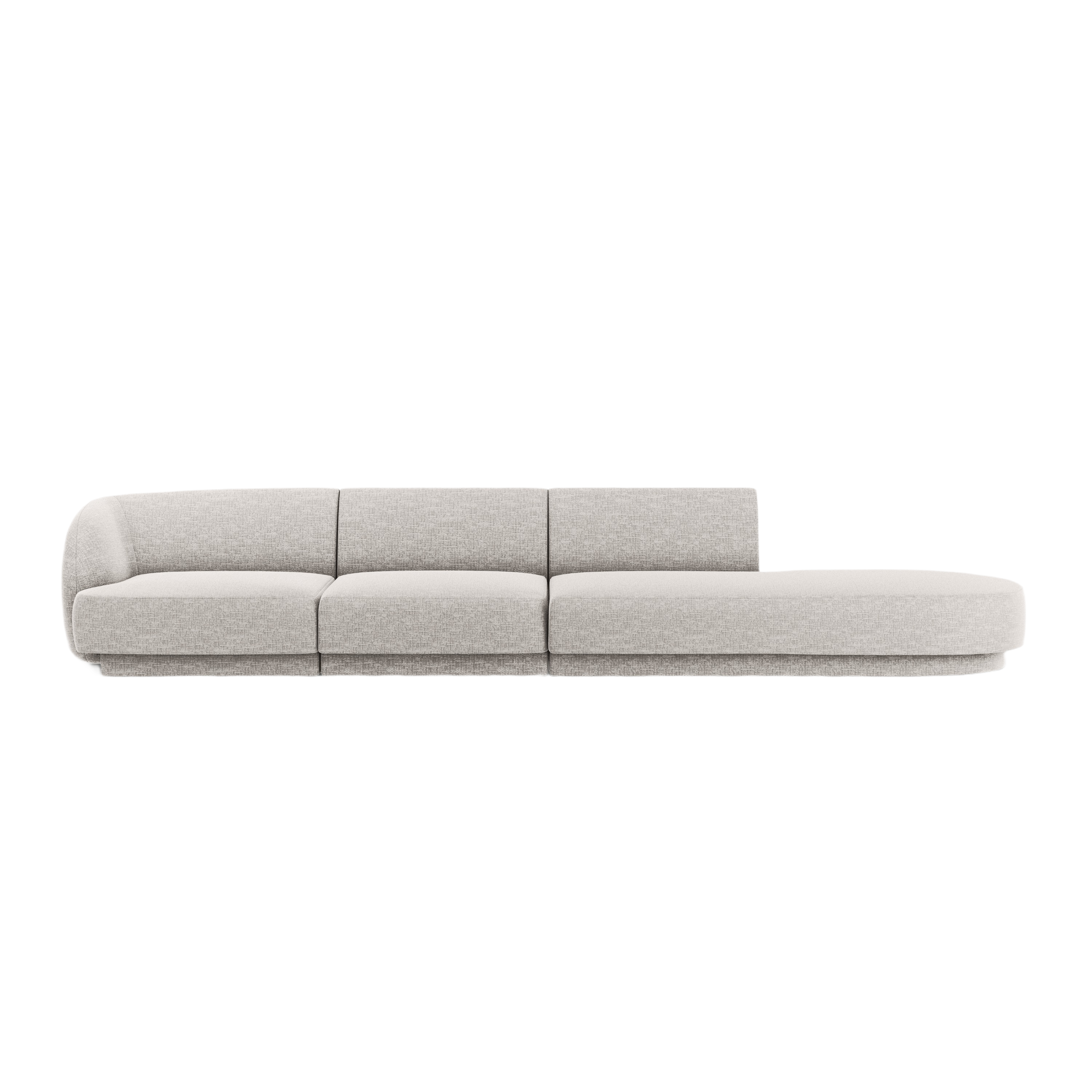 Right-facing 4-seater open sofa MILEY light gray silky chenille