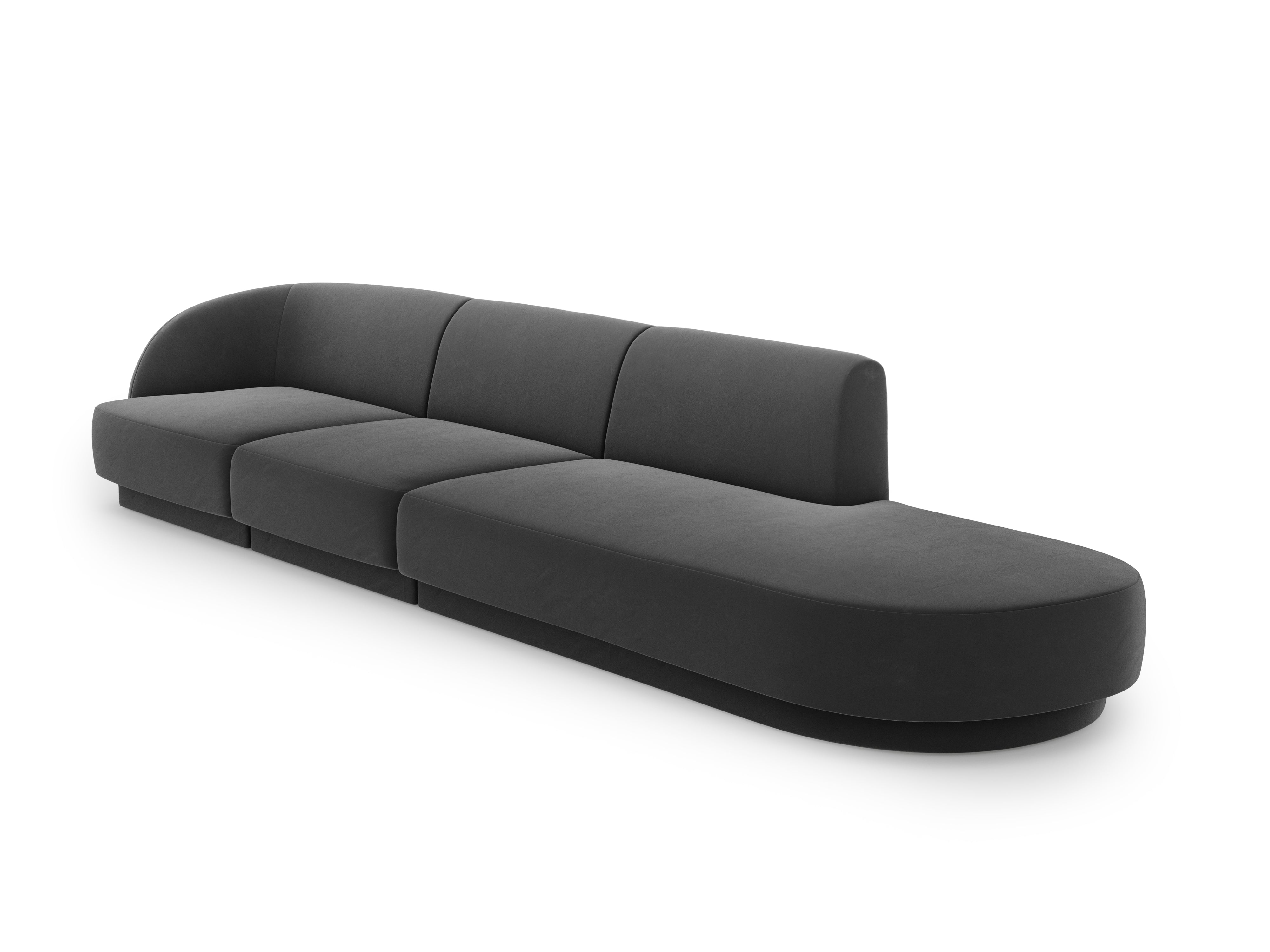 Sofa aksamitna prawostronna 4-osobowa otwarta MILEY ciemnoszary Micadoni Eye on Design