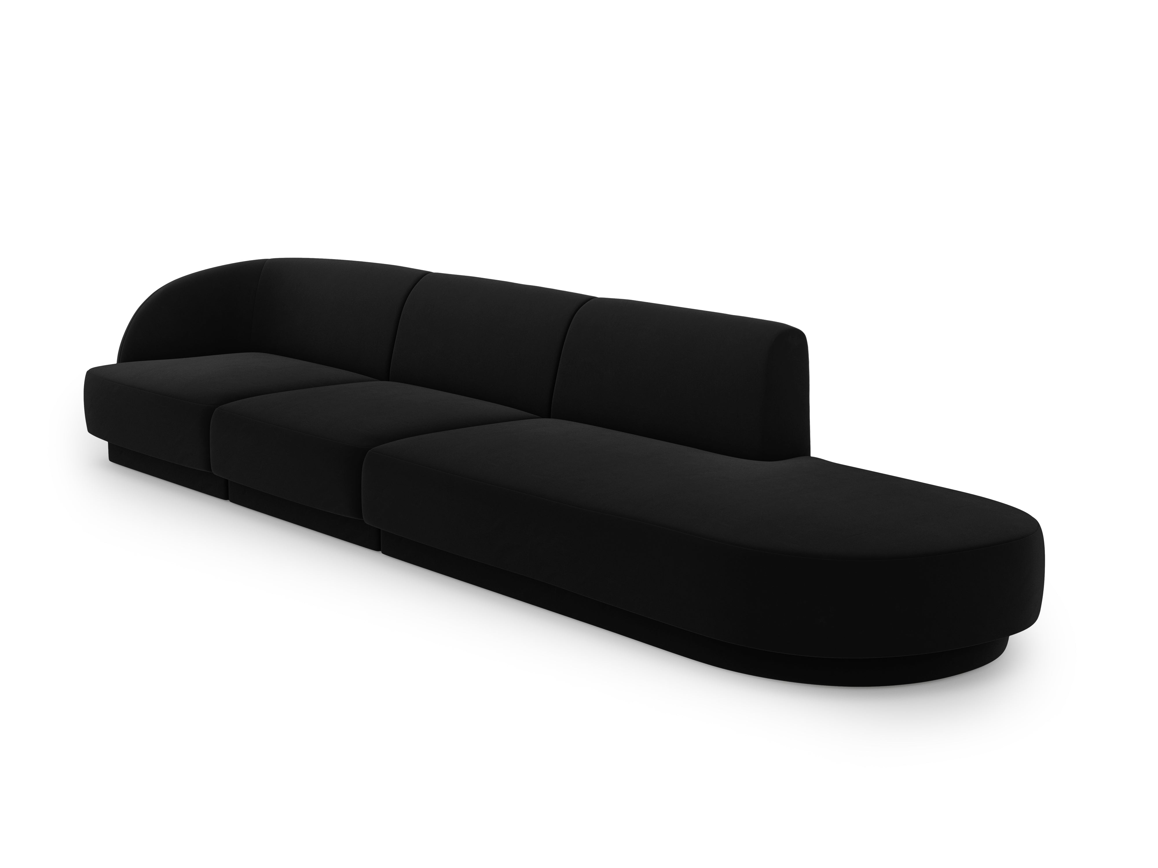 Sofa aksamitna prawostronna 4-osobowa otwarta MILEY czarny Micadoni Eye on Design