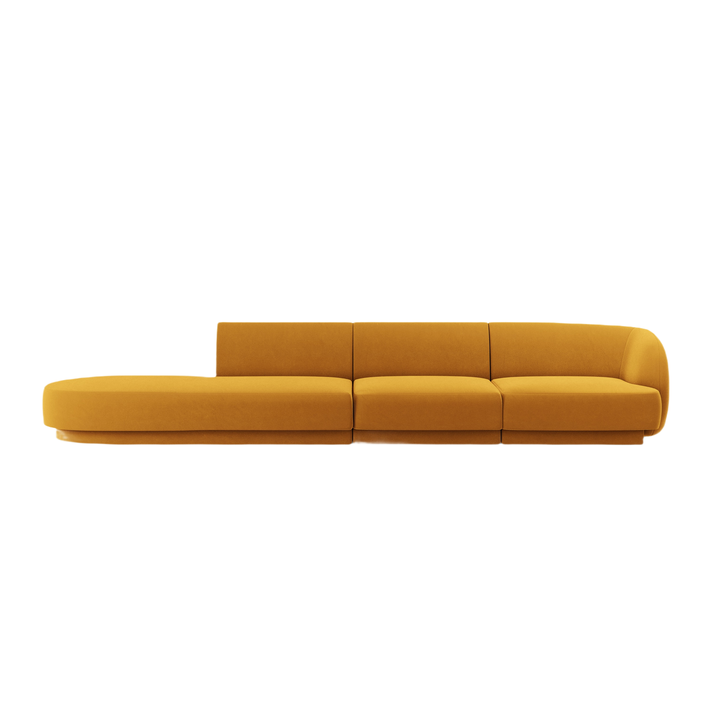 Sofa van fluweel linkszijdig voor 4 personen open MILEY geel