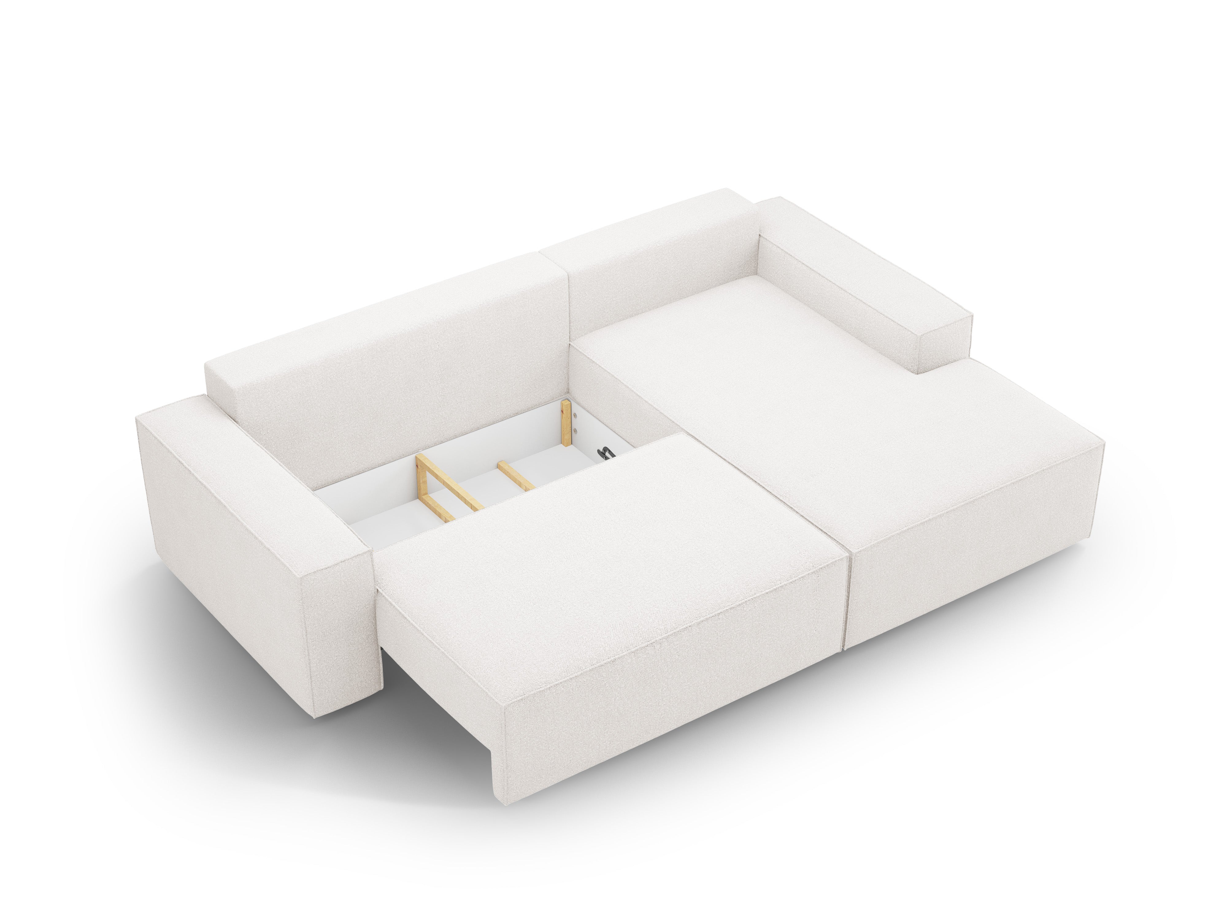 Right-facing corner sofa bed JODIE white boucle