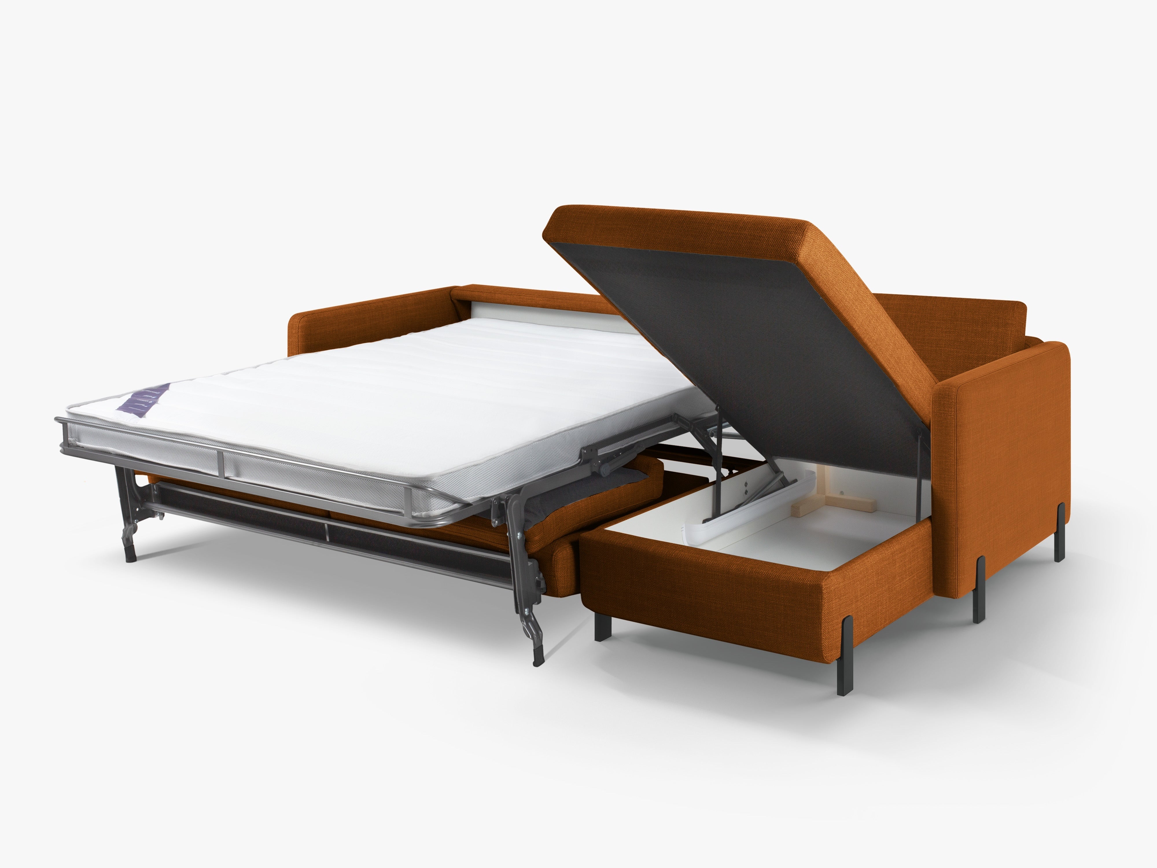 Rechthoekige bank met slaapfunctie GLORIA in baksteen kleur szenil