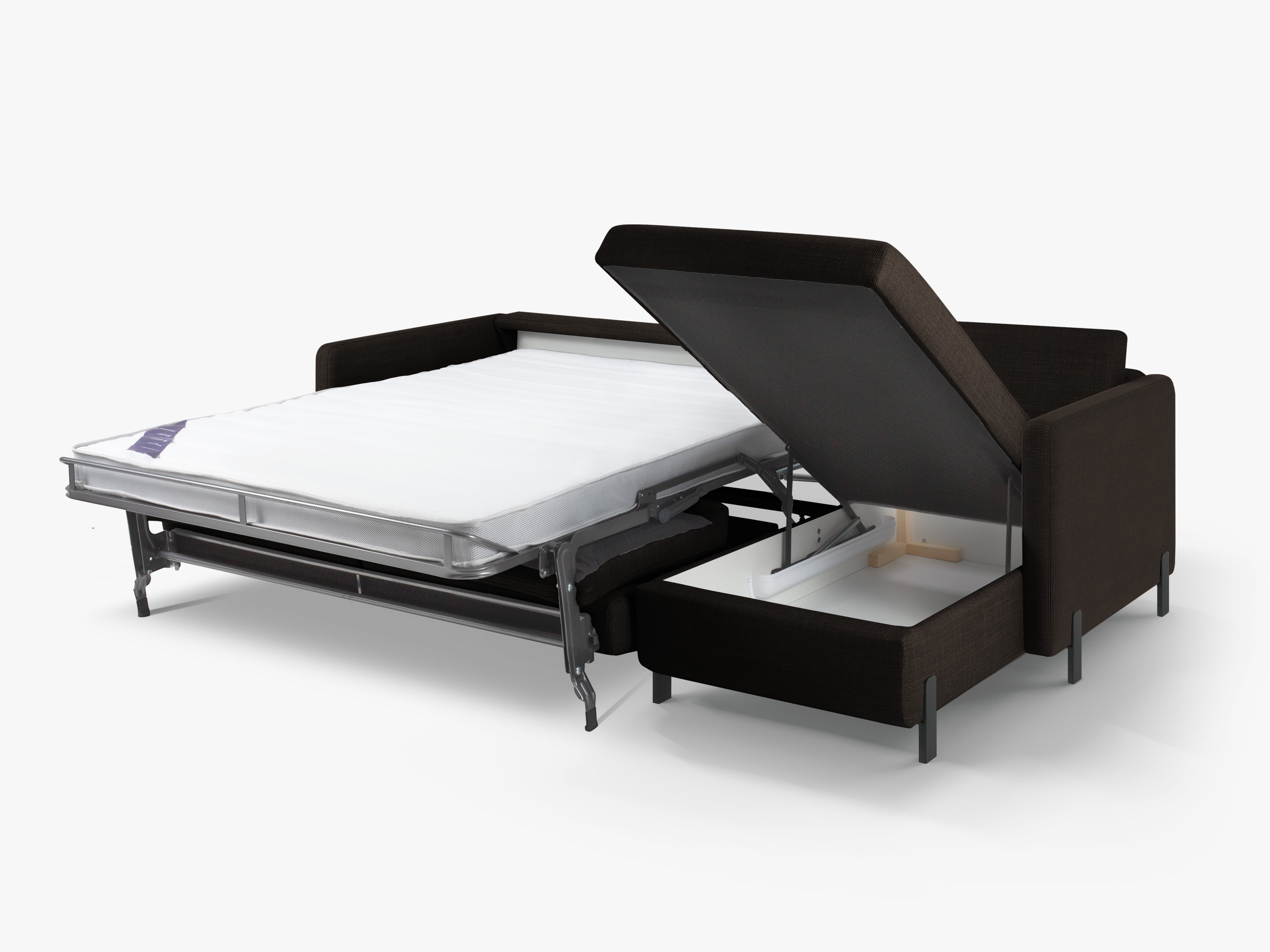 Rechthoekige bank met slaapfunctie GLORIA donkergrijs chenille