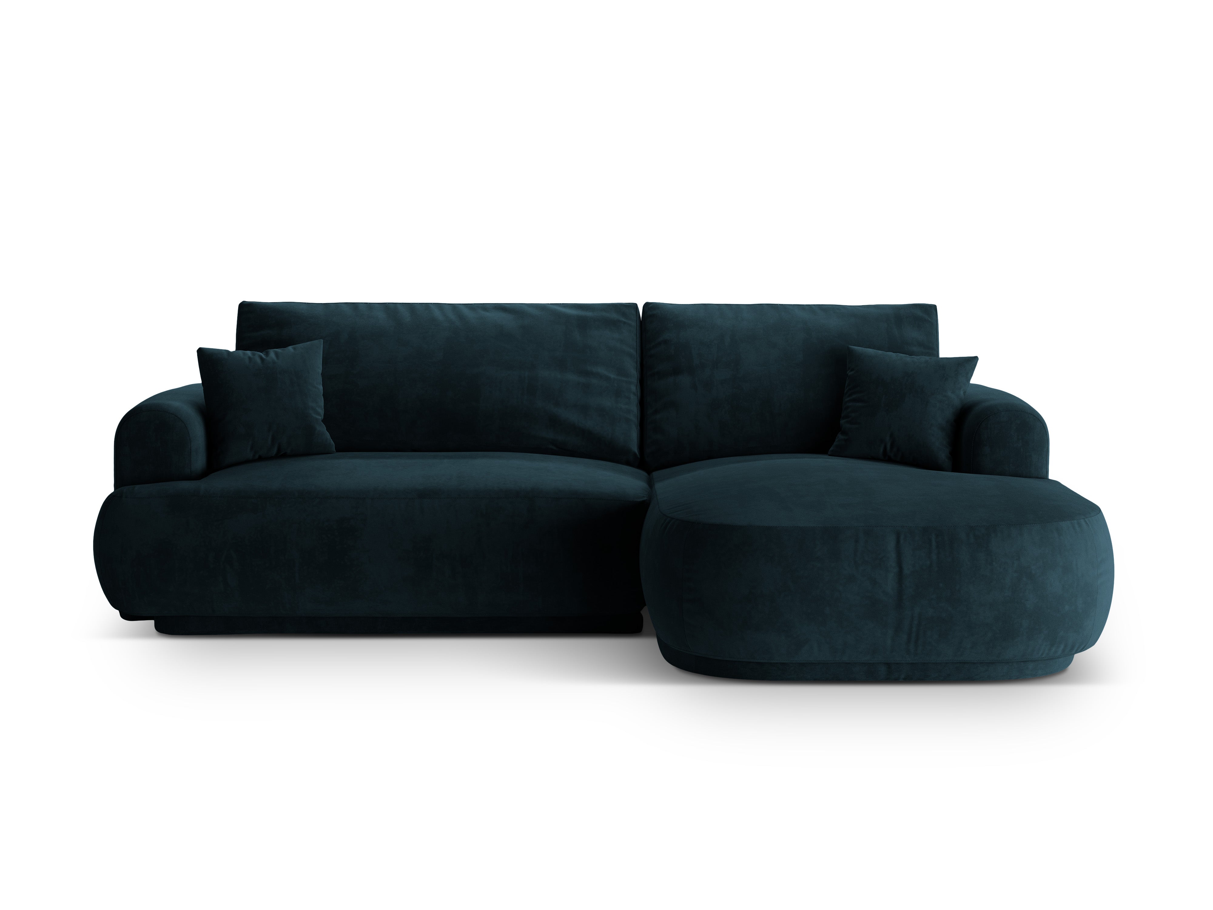 Samt rechts -Ecke mit Schlaffunktion Ella Benzin Marine Blau