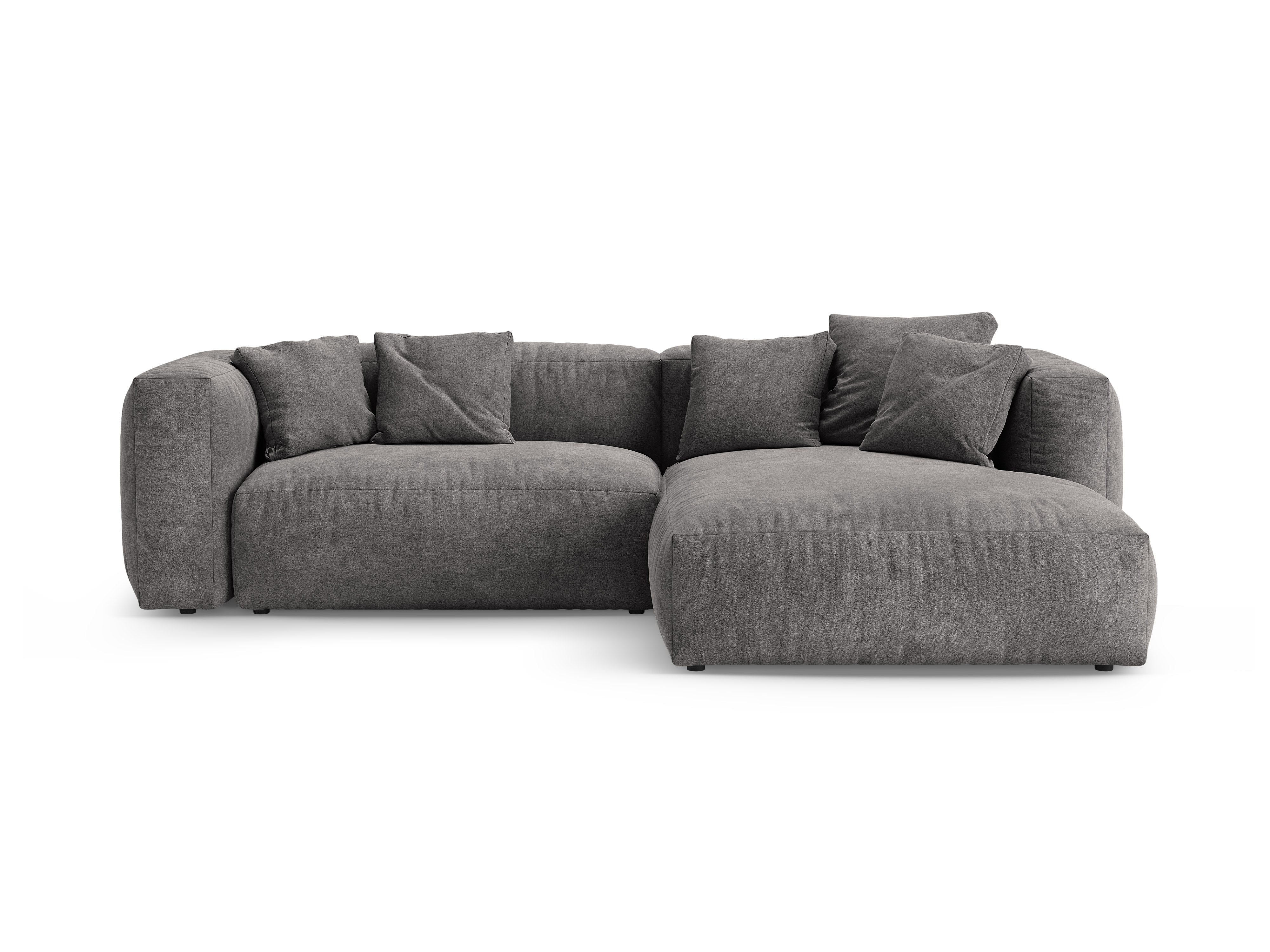 Samt-Ecksofa rechts mit Schlaffunktion MARTINA grau