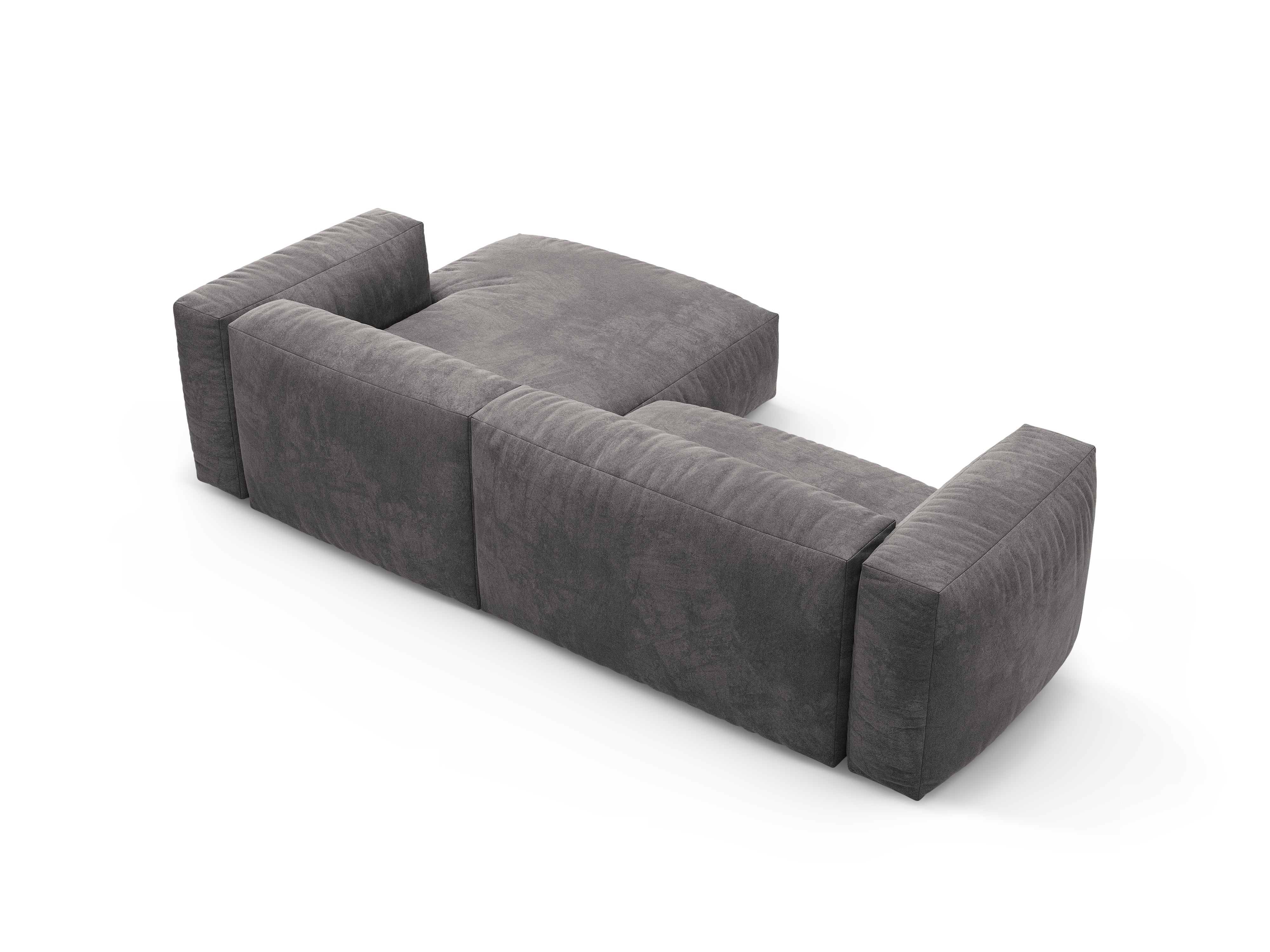 Samt-Ecksofa rechts mit Schlaffunktion MARTINA grau