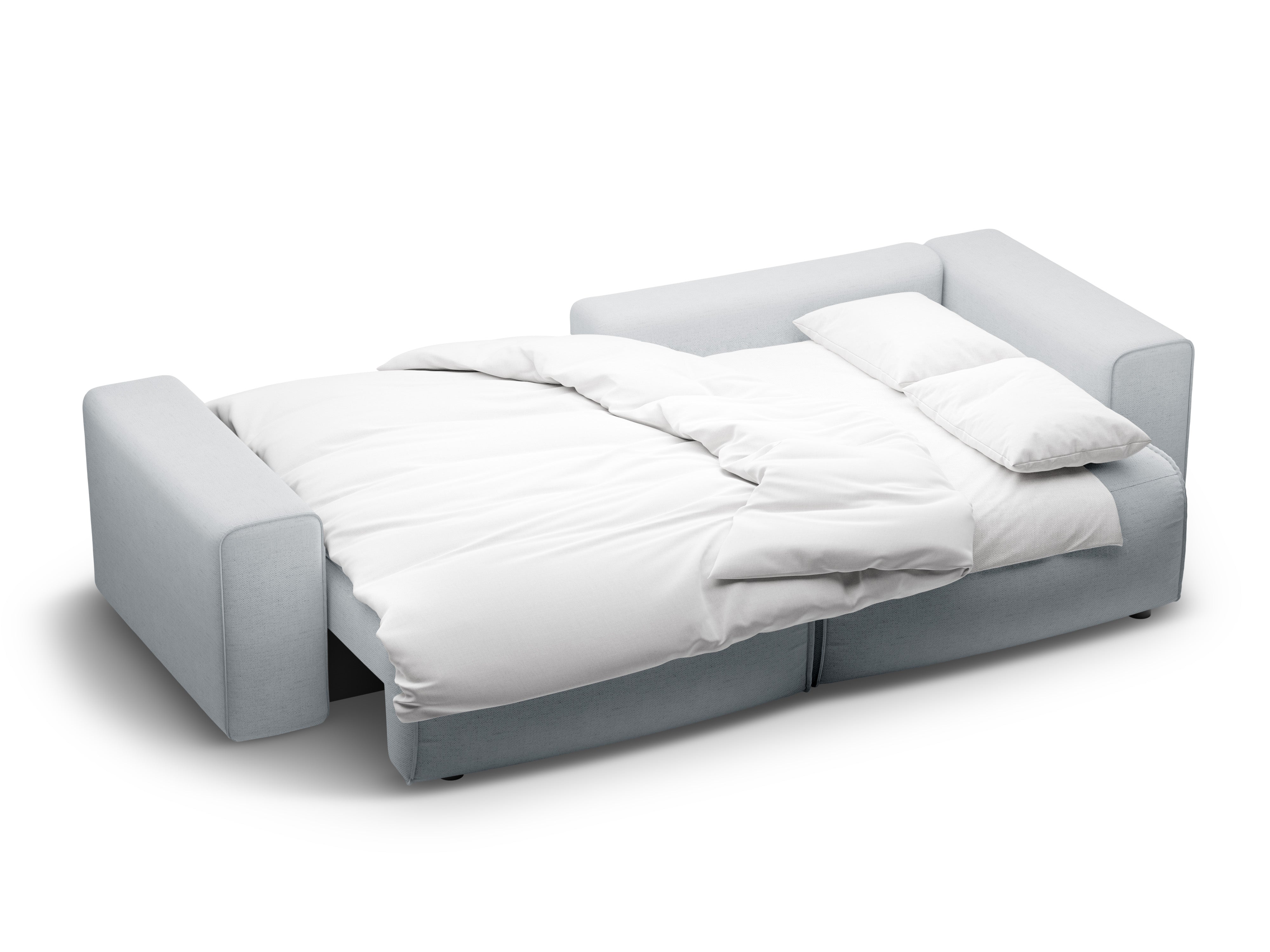 Rechthoekige 3-zits bank met slaapfunctie VICTOR lichtgrijs chenille