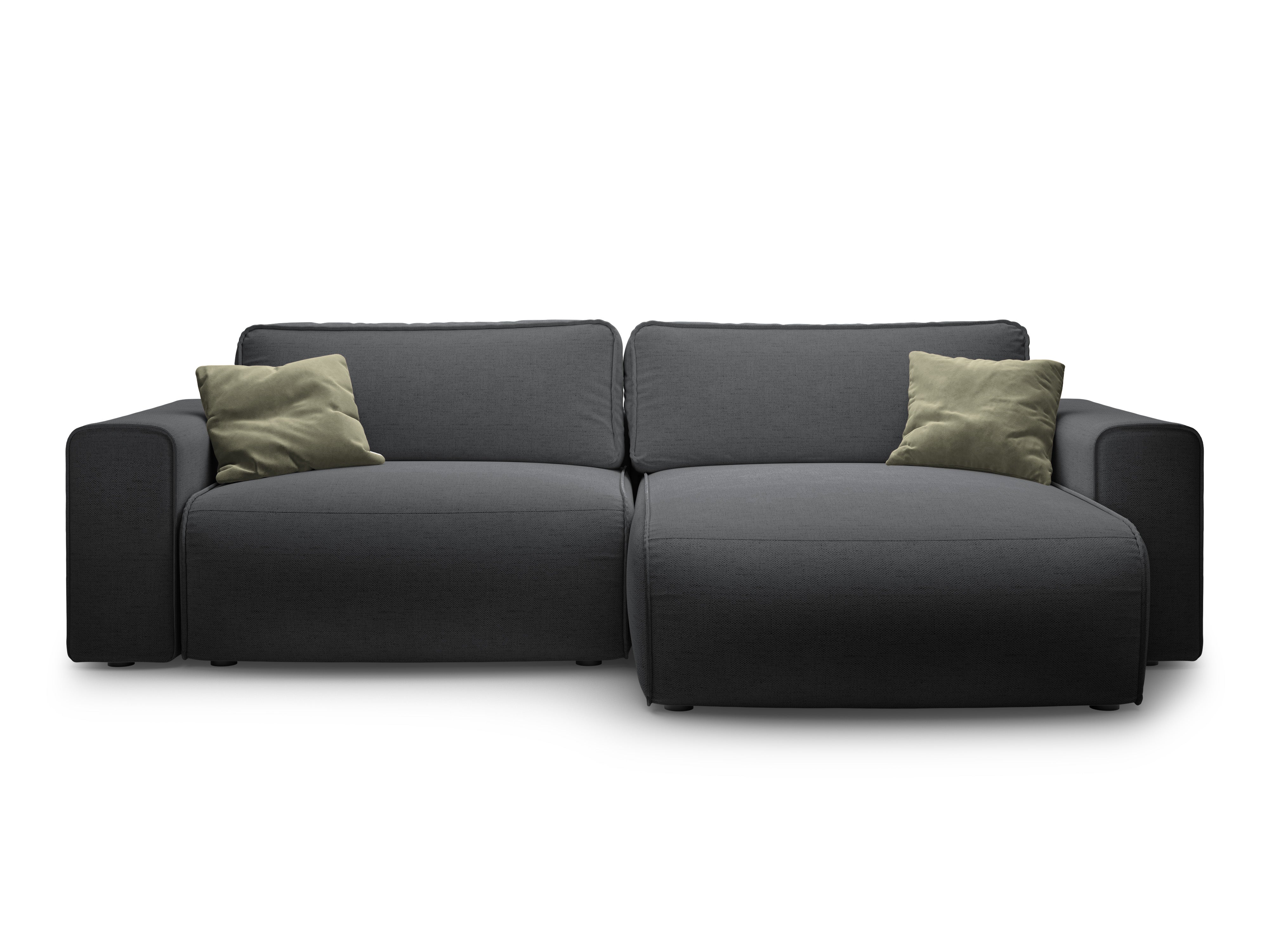Rechtsseitiges 3-Sitzer-Sofa mit Schlaffunktion VICTOR in anthrazitfarbenem Chenille
