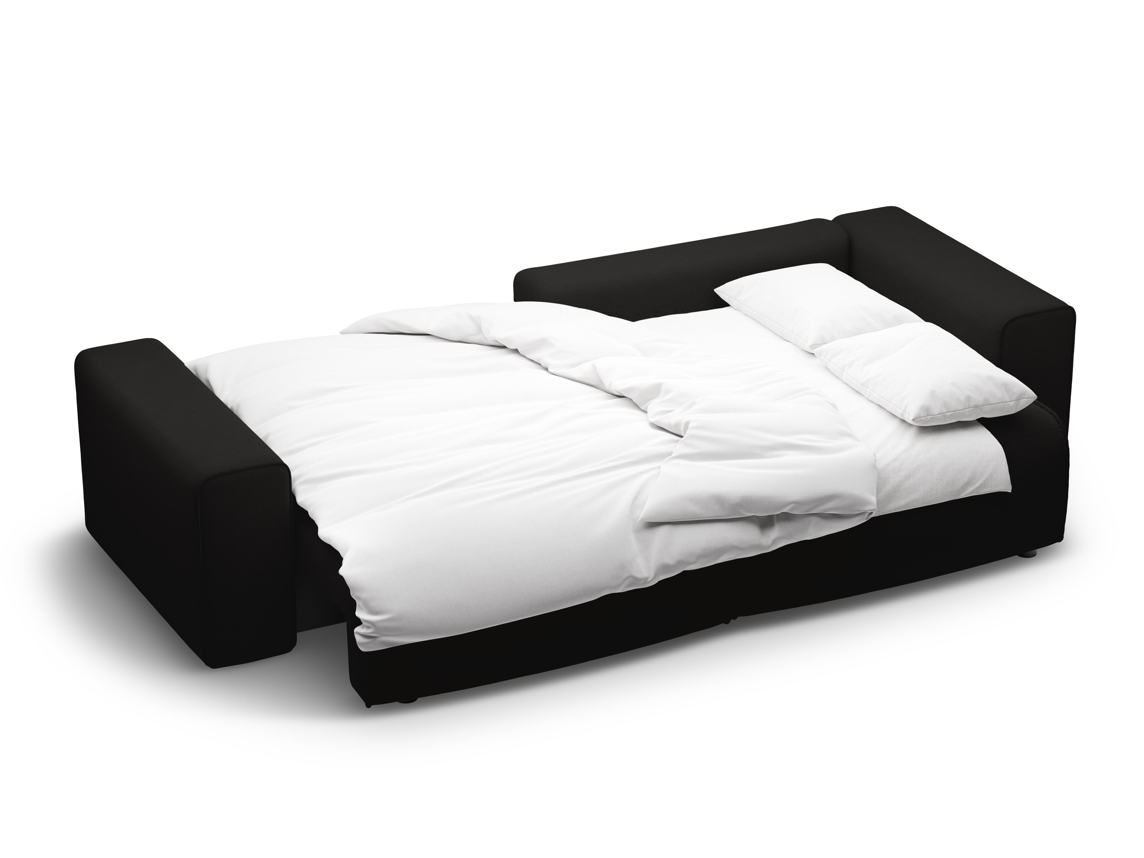 Rechthoekige 3-zits bank met slaapfunctie VICTOR zwart chenille