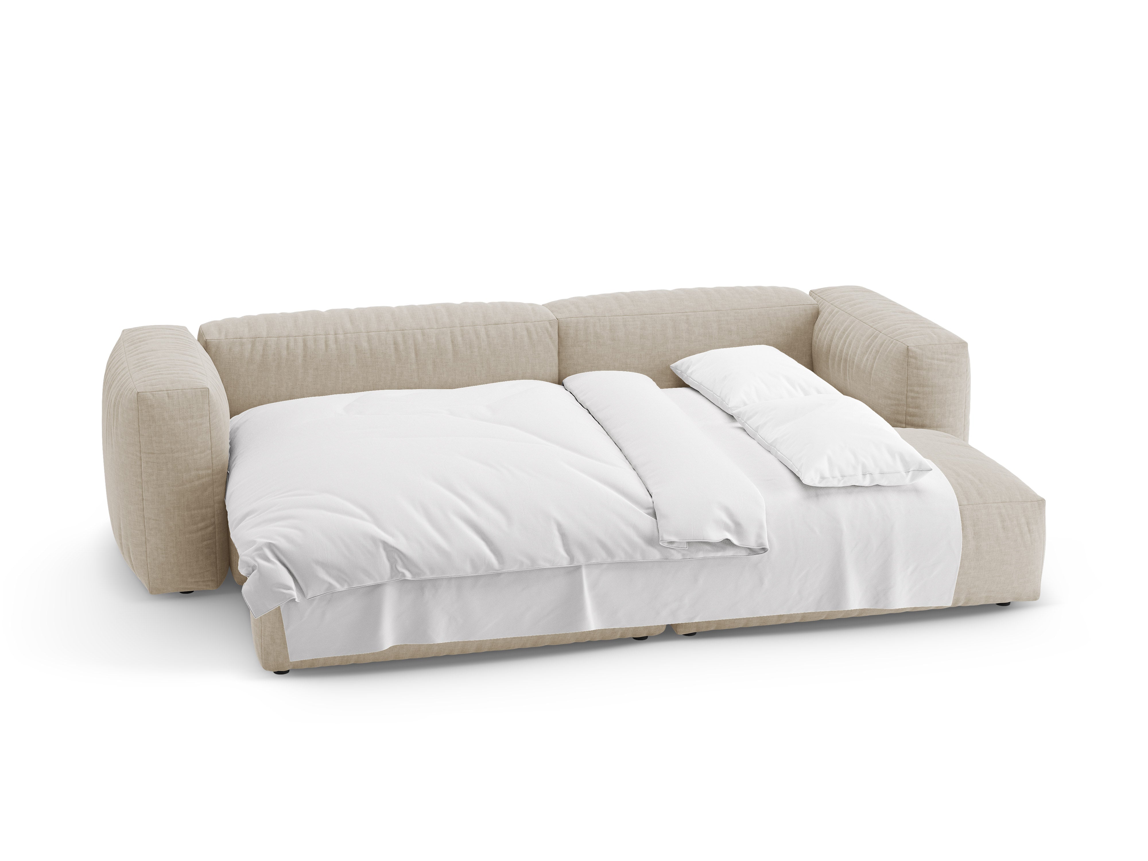 Rechtsseitige Schlafcouch MARTINA in hellem Beige
