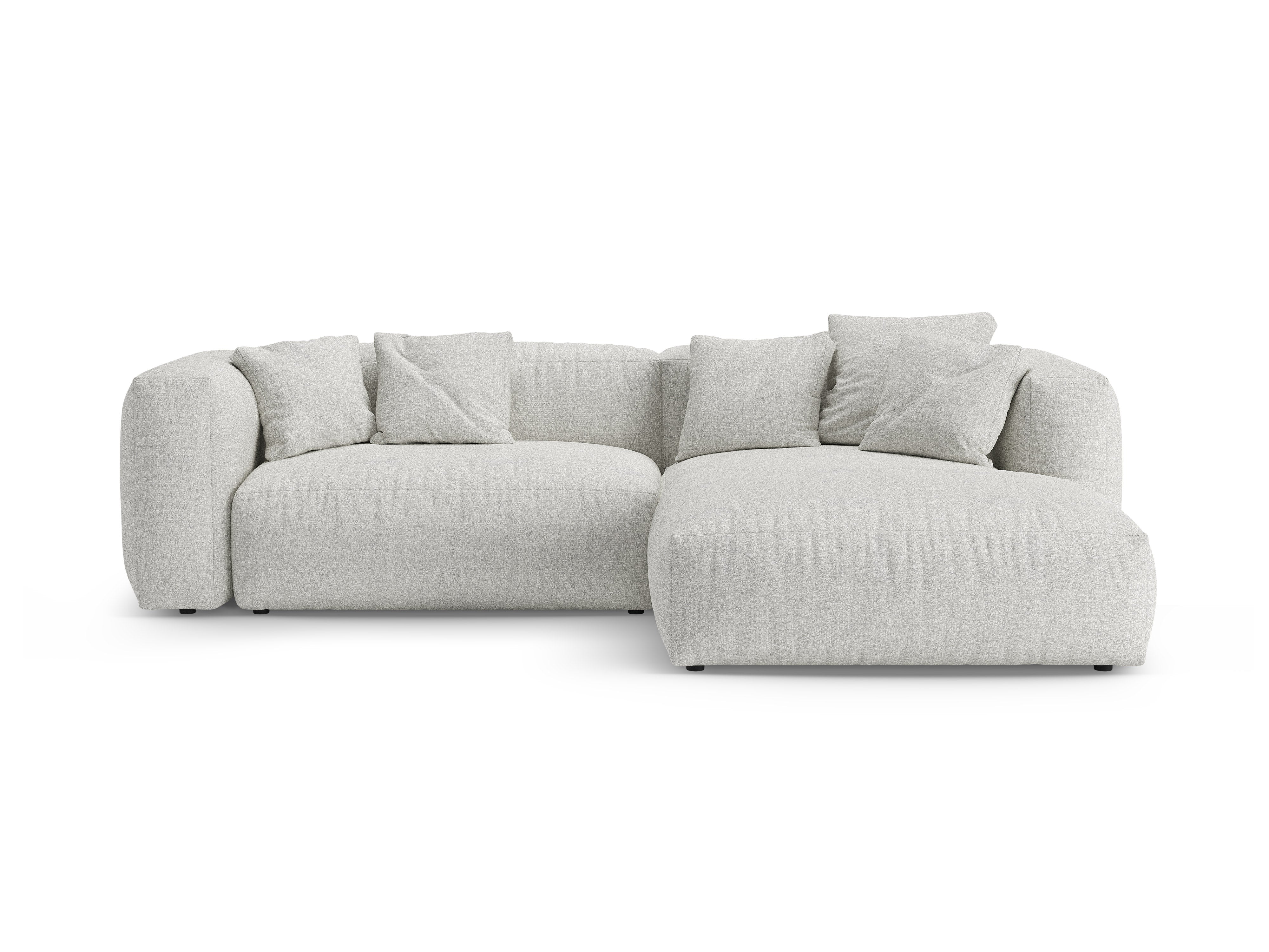 Rechtsseitiger Schlafsofa MARTINA in grau-beigem Boucle-Melange