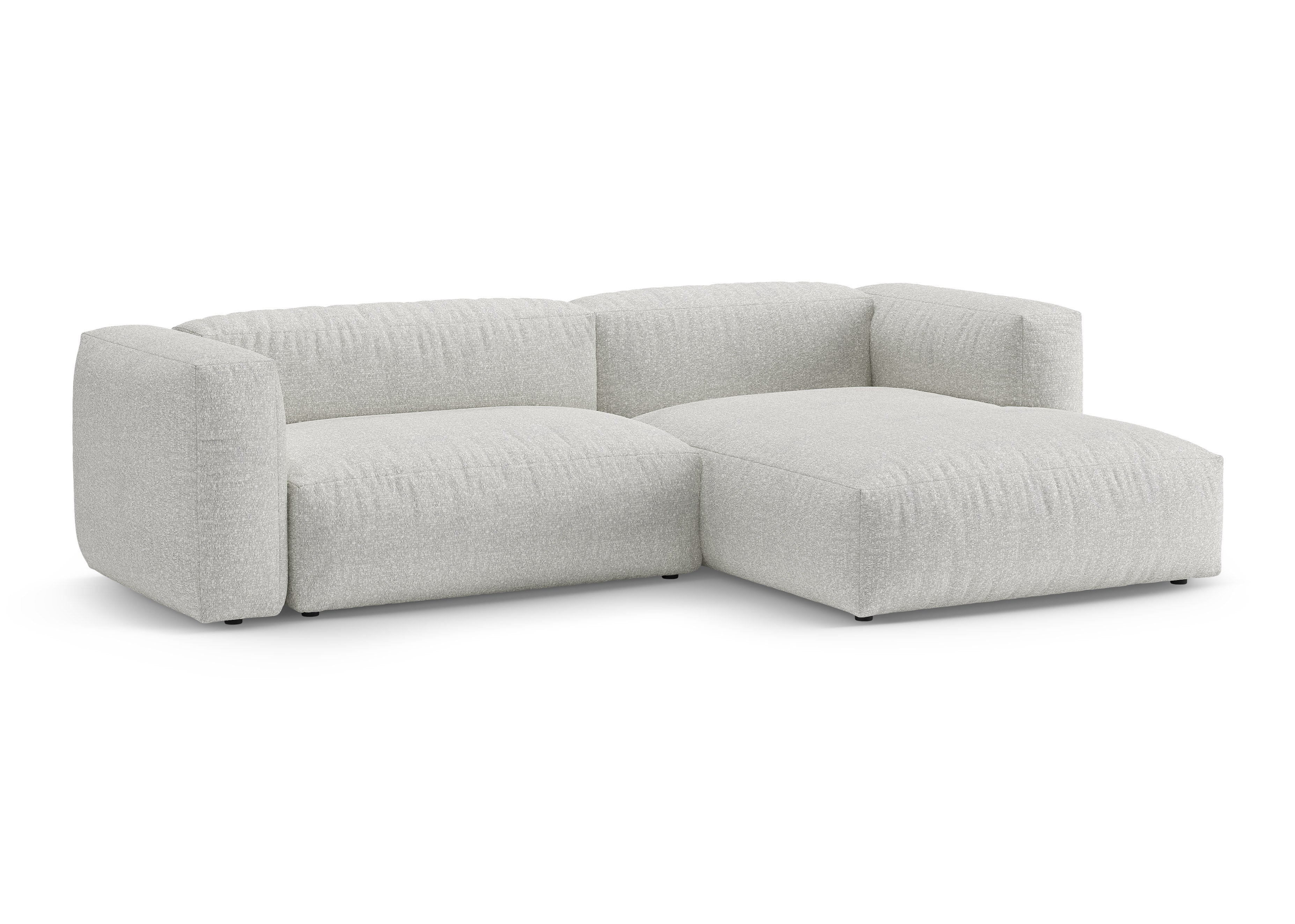 Rechtsseitiger Schlafsofa MARTINA in grau-beigem Boucle-Melange