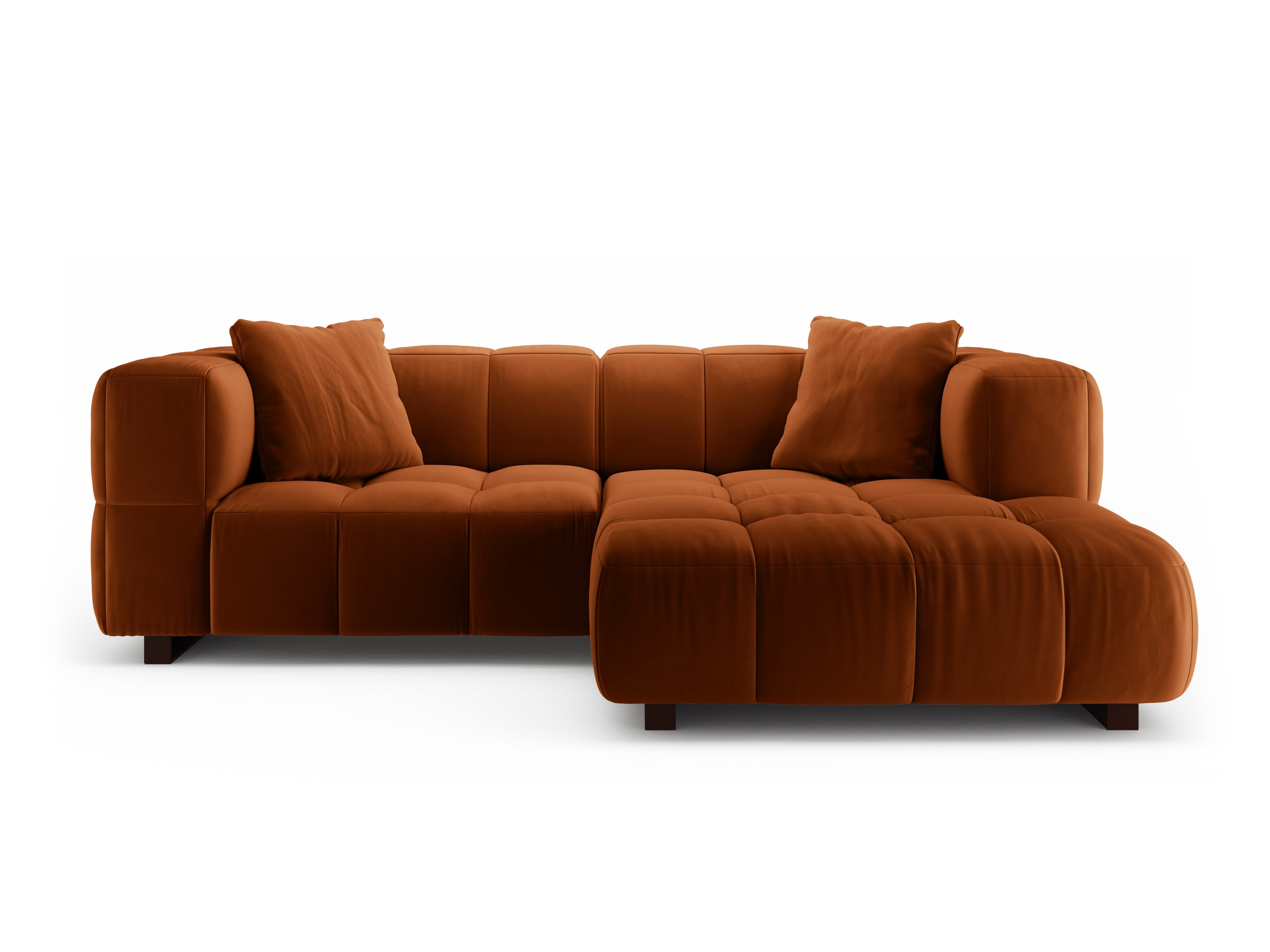 Velvet hoekbank rechts met slaapfunctie PUMA terracotta